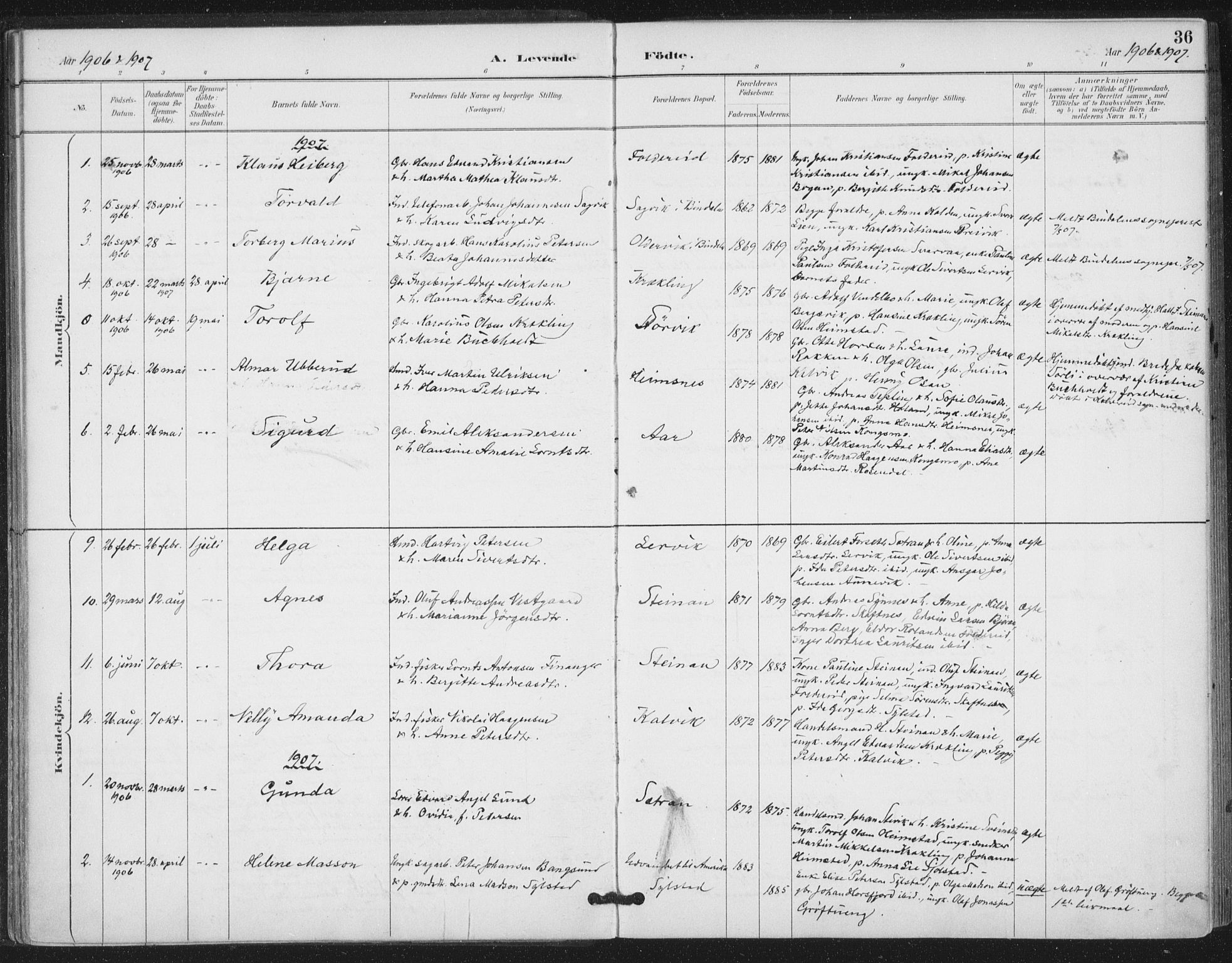 Ministerialprotokoller, klokkerbøker og fødselsregistre - Nord-Trøndelag, SAT/A-1458/783/L0660: Parish register (official) no. 783A02, 1886-1918, p. 36