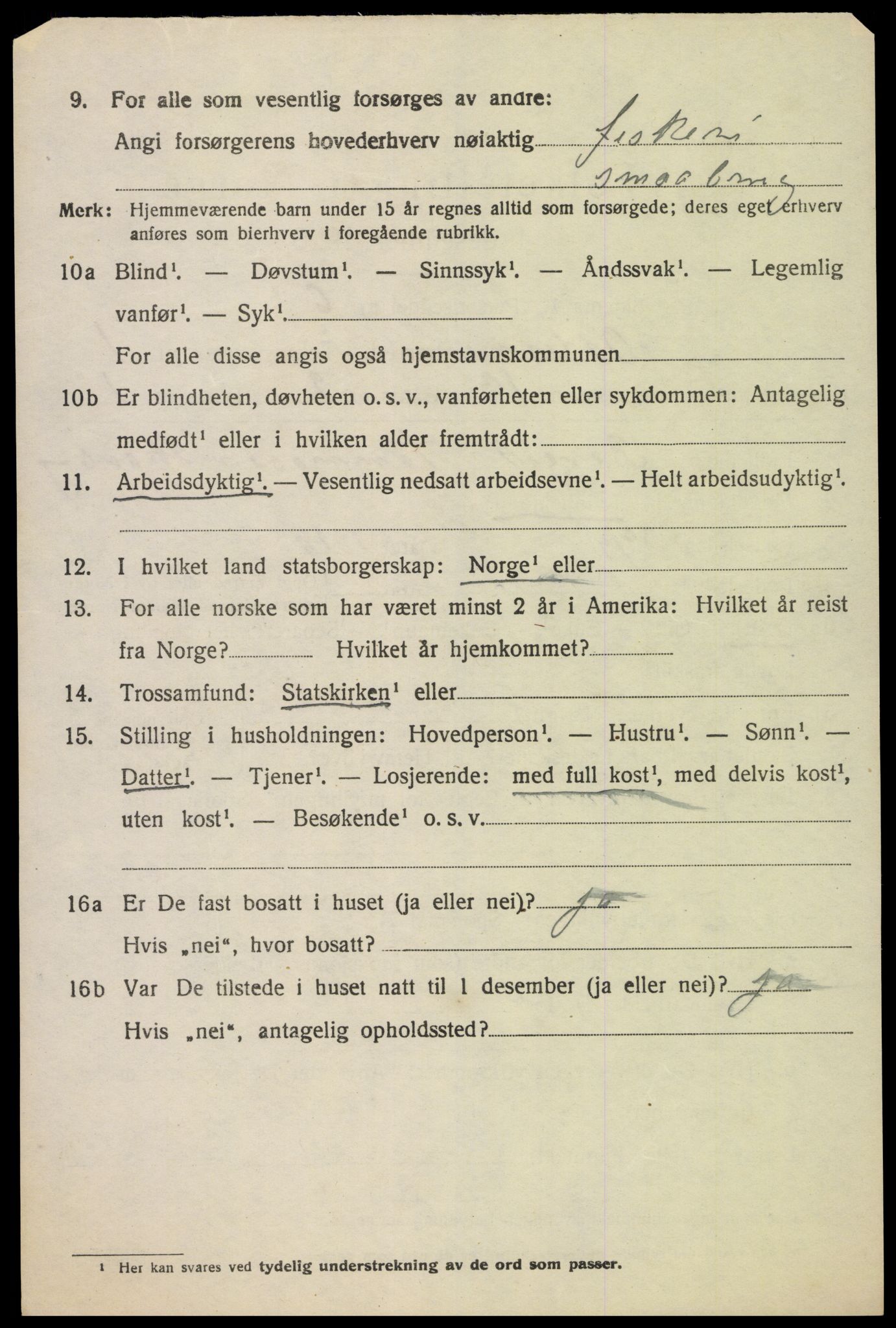 SAK, 1920 census for Oddernes, 1920, p. 2172