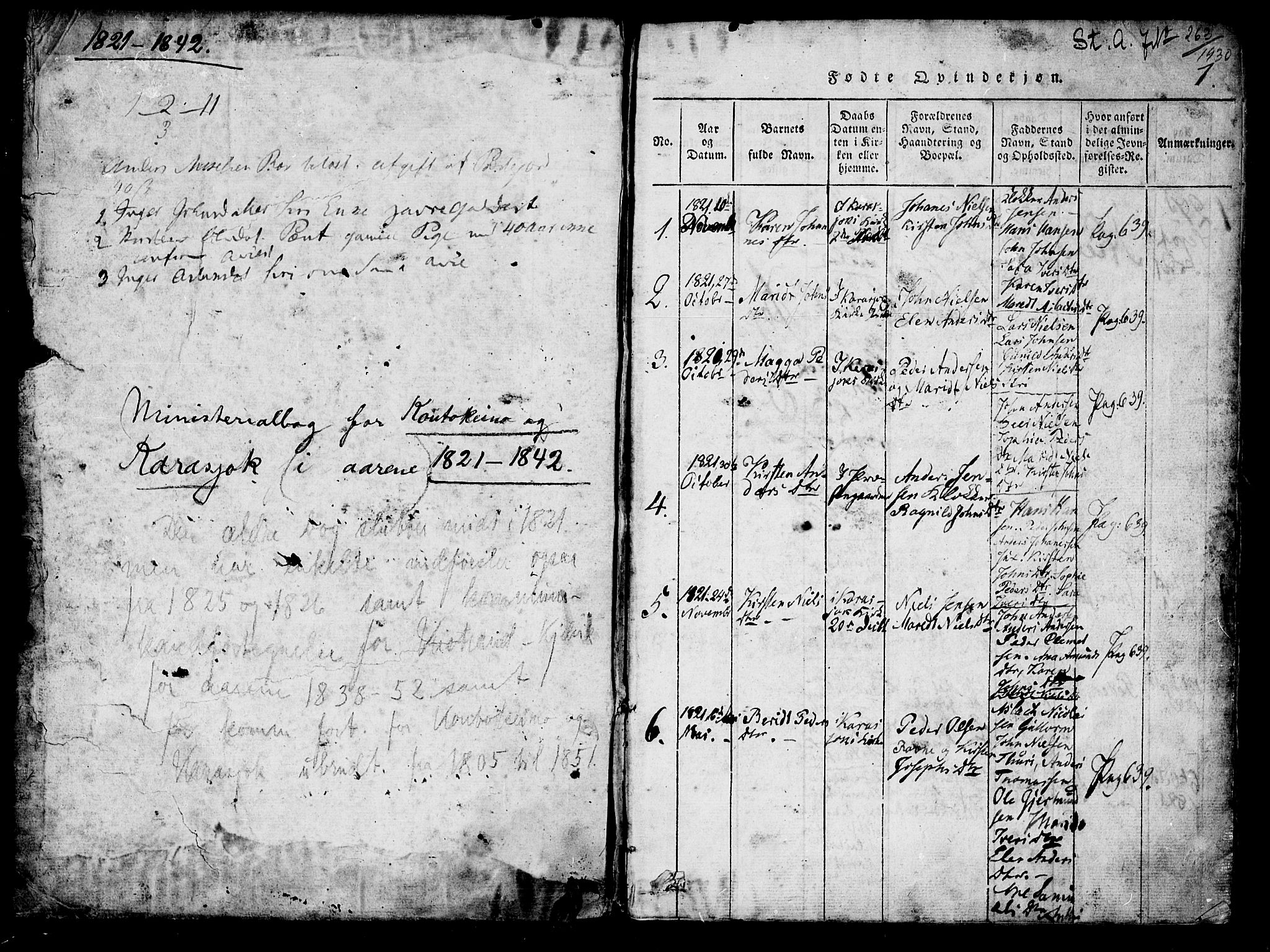 Kistrand/Porsanger sokneprestembete, SATØ/S-1351/H/Ha/L0010.kirke: Parish register (official) no. 10, 1821-1842, p. 0-1
