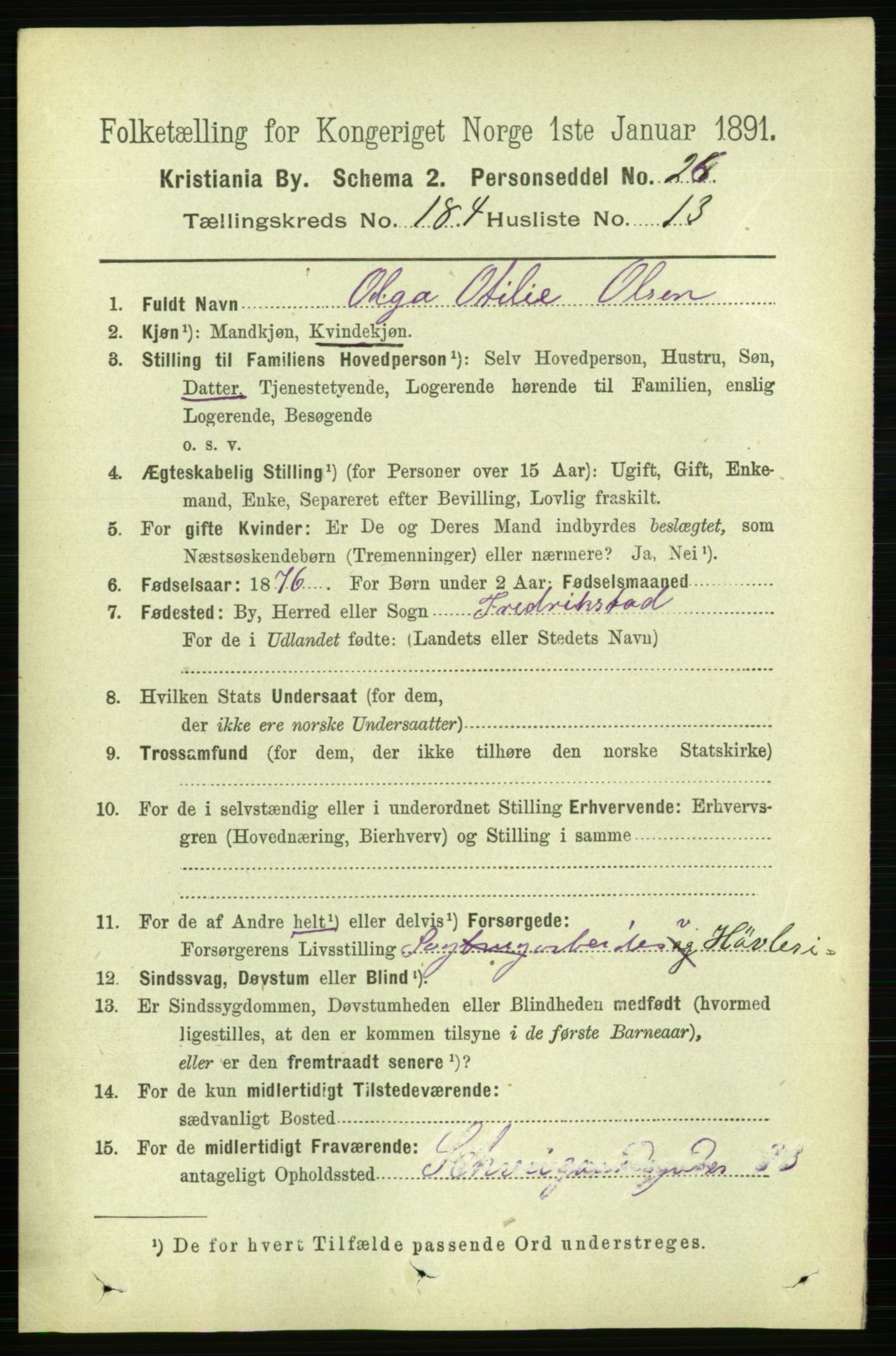 RA, 1891 census for 0301 Kristiania, 1891, p. 110555