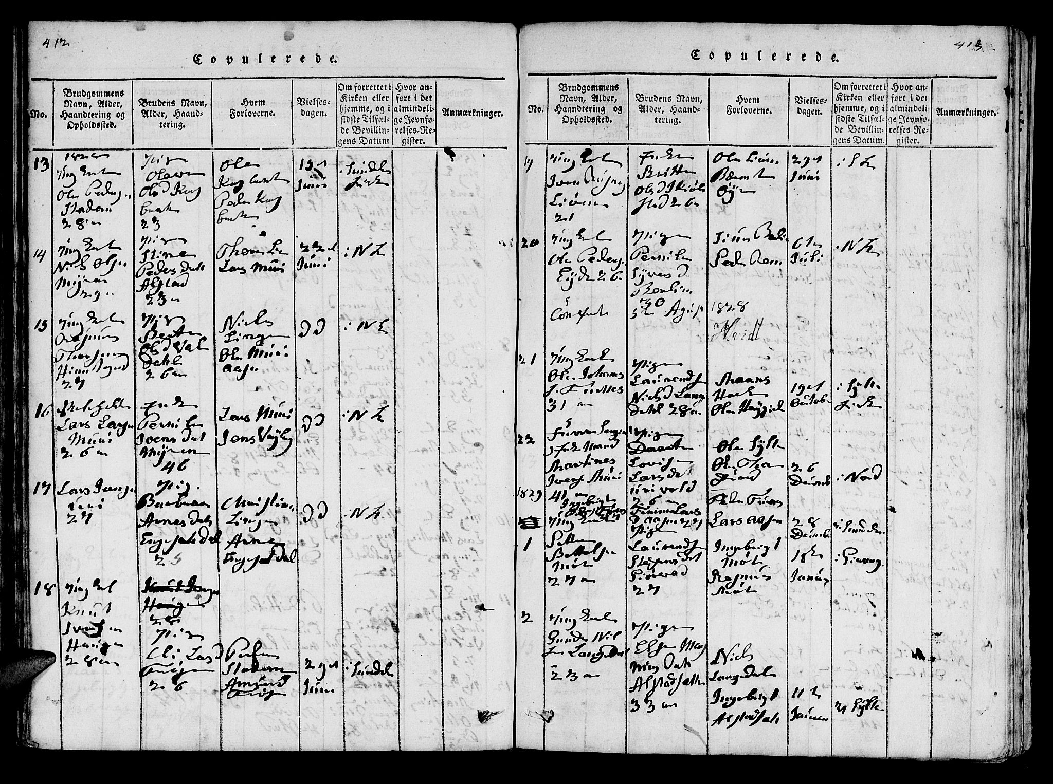 Ministerialprotokoller, klokkerbøker og fødselsregistre - Møre og Romsdal, AV/SAT-A-1454/519/L0246: Parish register (official) no. 519A05, 1817-1834, p. 412-413