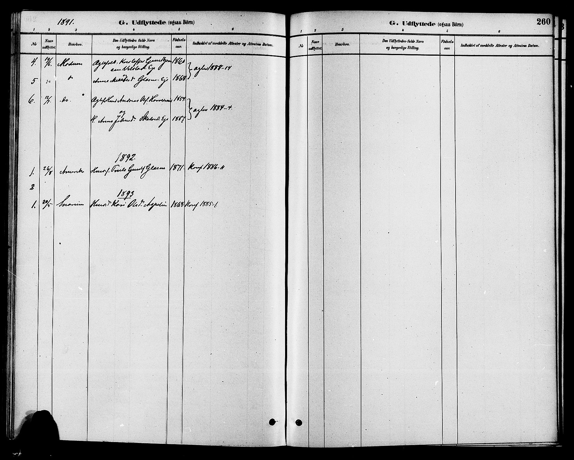 Krødsherad kirkebøker, SAKO/A-19/G/Ga/L0001: Parish register (copy) no. 1, 1879-1893, p. 260