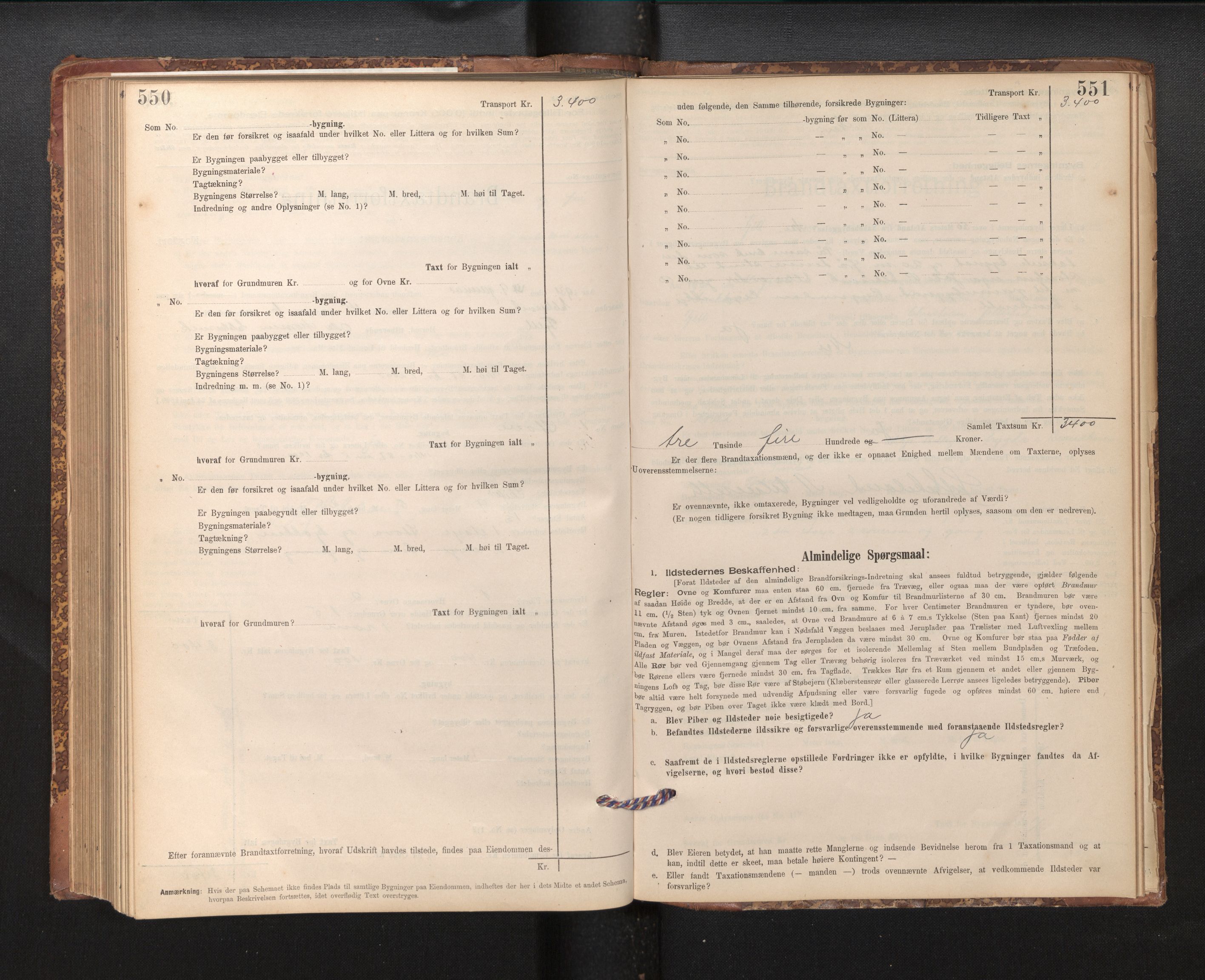 Lensmannen i Fjell, SAB/A-32301/0012/L0005: Branntakstprotokoll, skjematakst, 1895-1931, p. 550-551