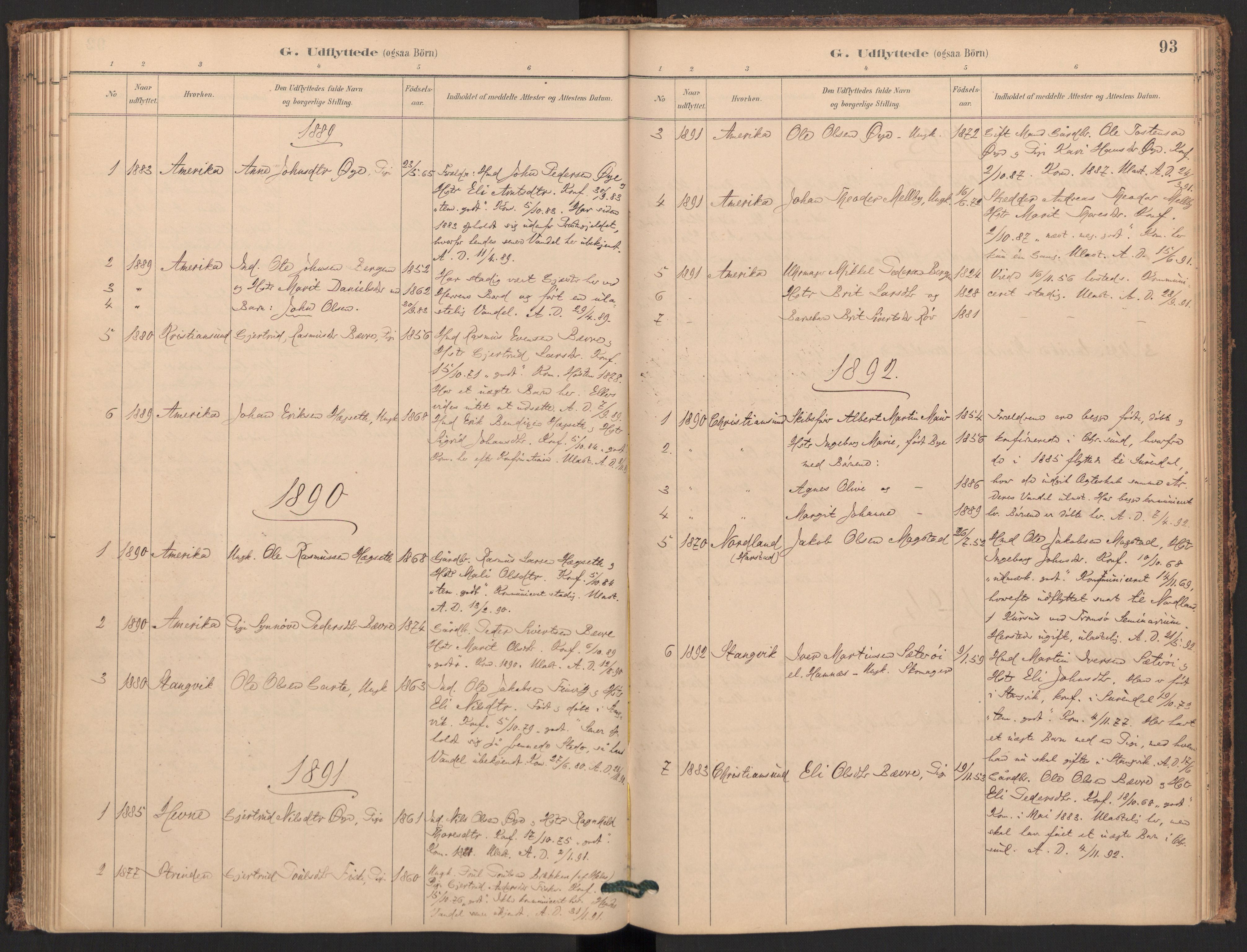 Ministerialprotokoller, klokkerbøker og fødselsregistre - Møre og Romsdal, SAT/A-1454/595/L1047: Parish register (official) no. 595A09, 1885-1900, p. 93