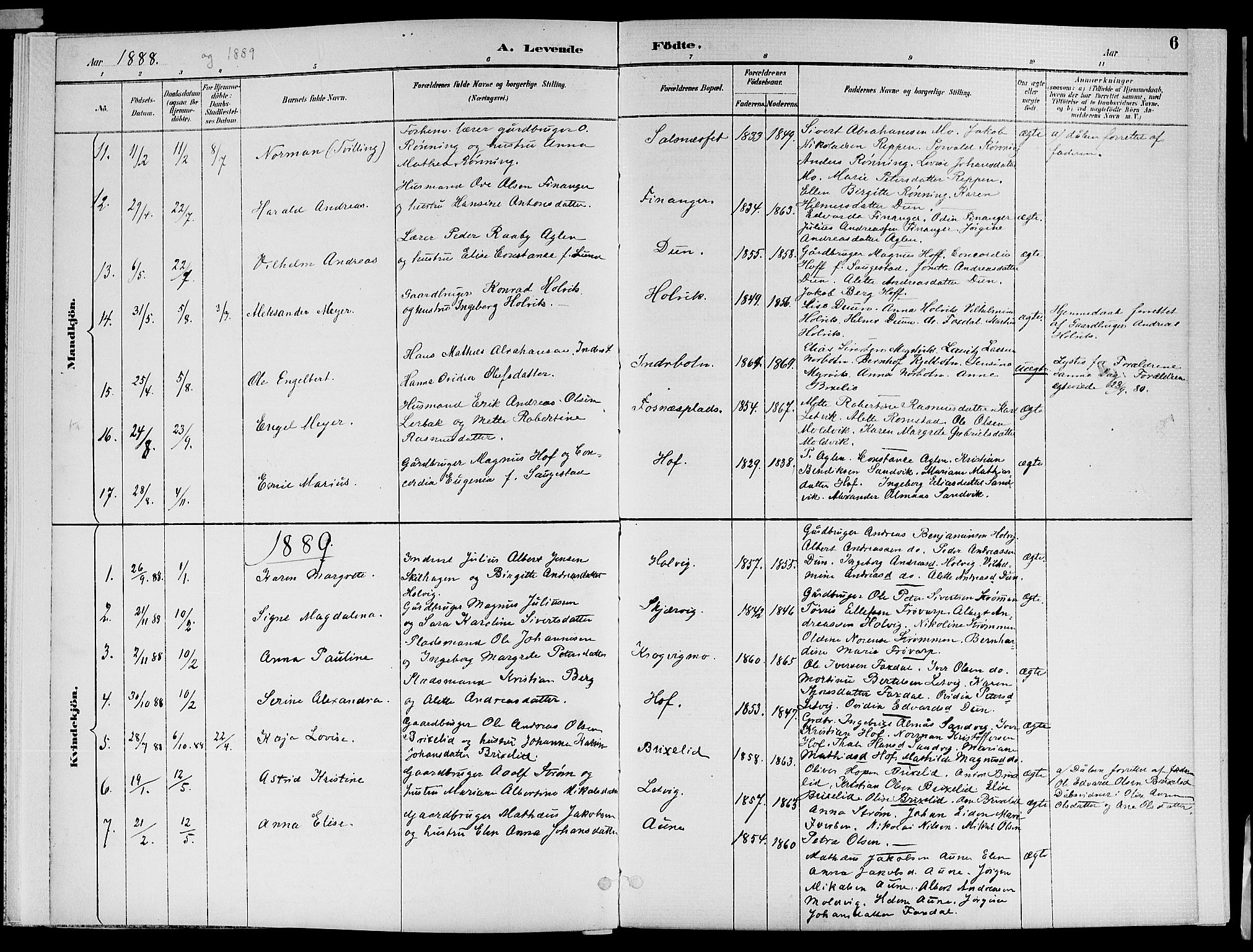 Ministerialprotokoller, klokkerbøker og fødselsregistre - Nord-Trøndelag, AV/SAT-A-1458/773/L0617: Parish register (official) no. 773A08, 1887-1910, p. 6