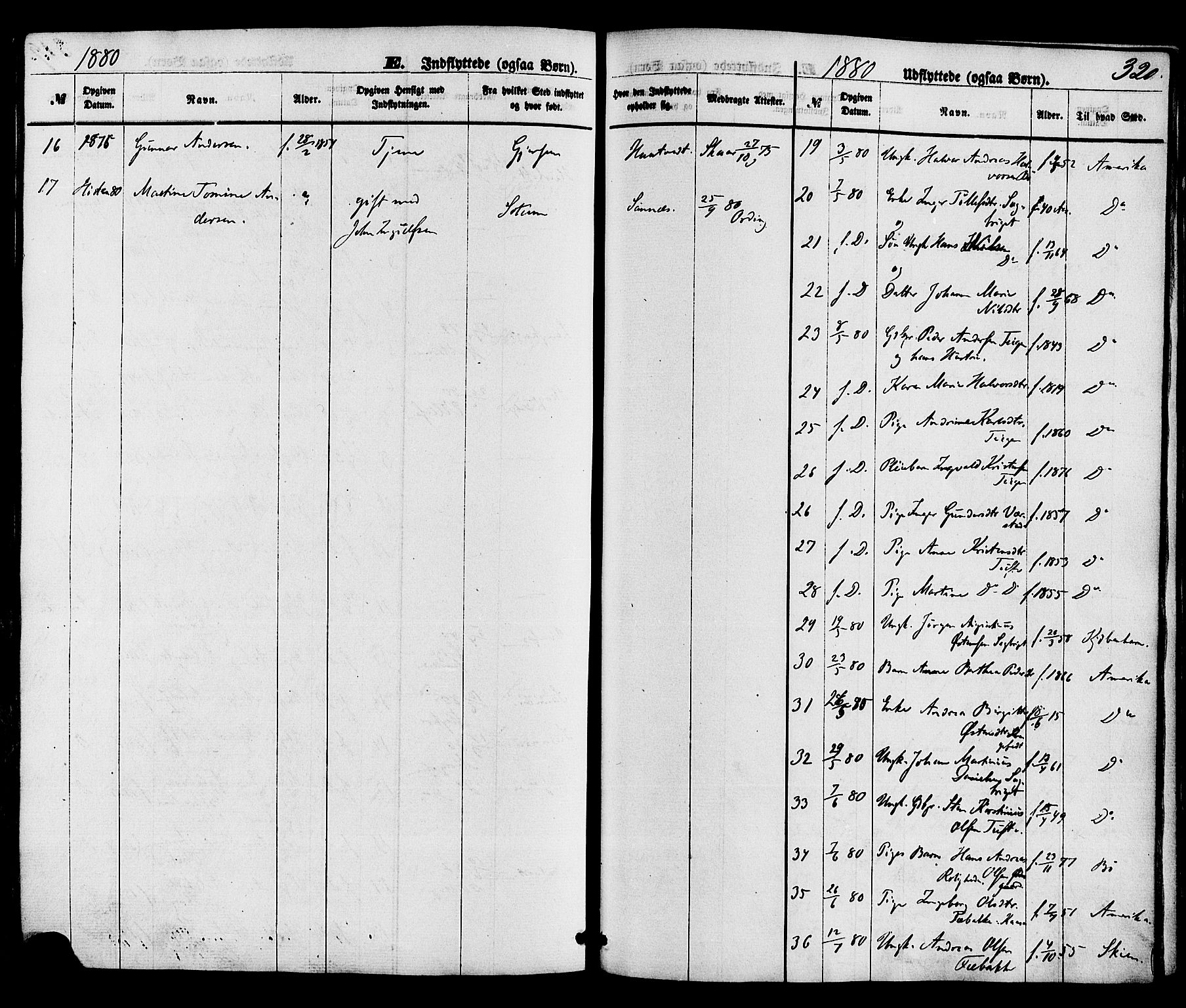 Holla kirkebøker, SAKO/A-272/F/Fa/L0007: Parish register (official) no. 7, 1869-1881, p. 320