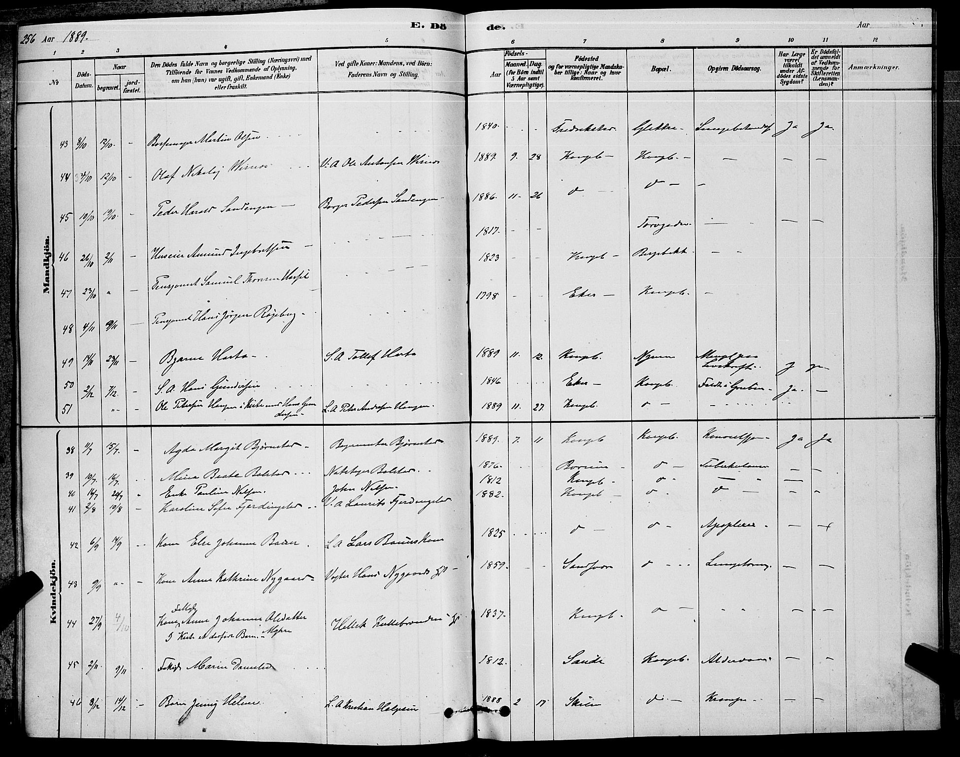 Kongsberg kirkebøker, AV/SAKO-A-22/G/Ga/L0005: Parish register (copy) no. 5, 1878-1889, p. 256