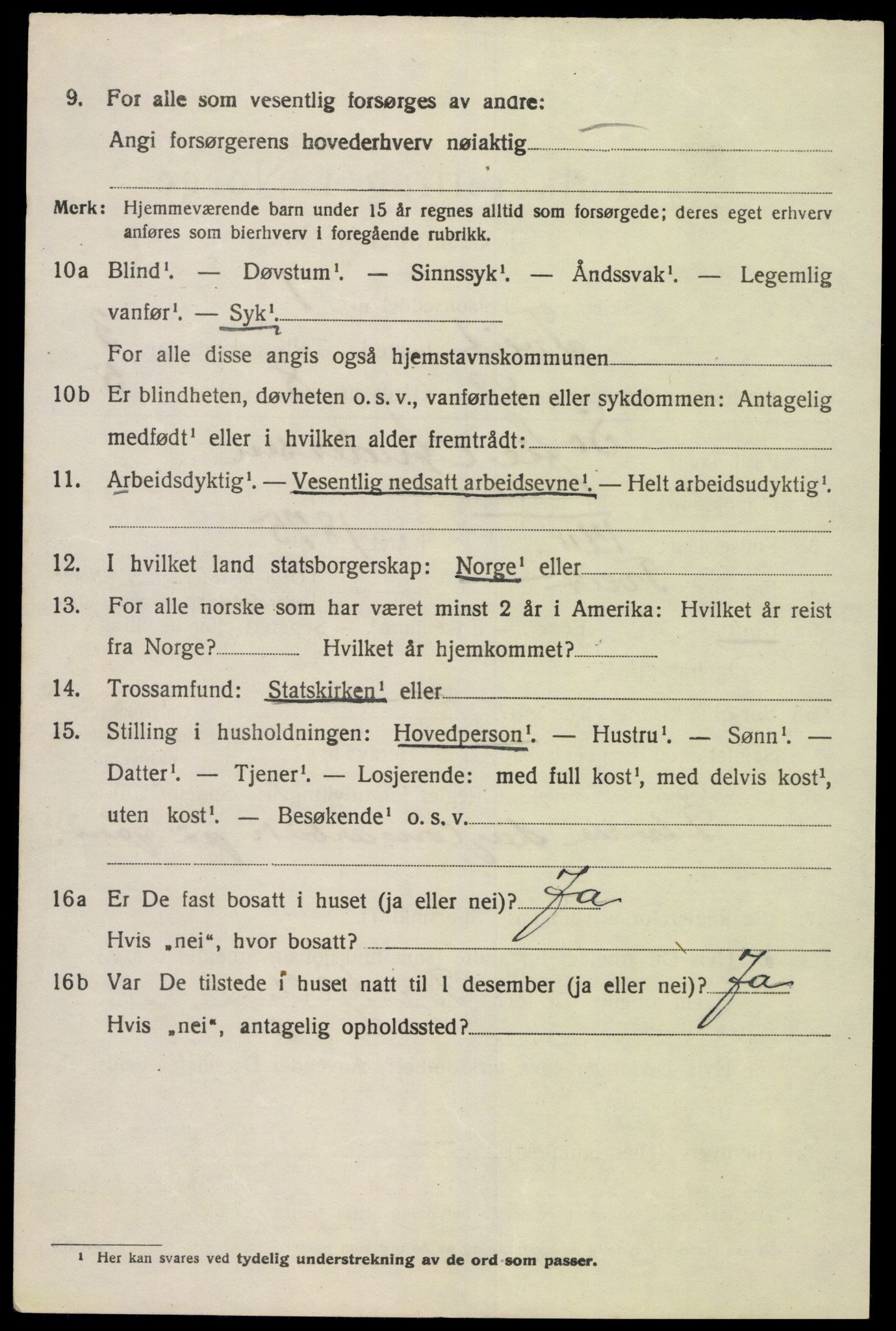 SAK, 1920 census for Tveit, 1920, p. 1975