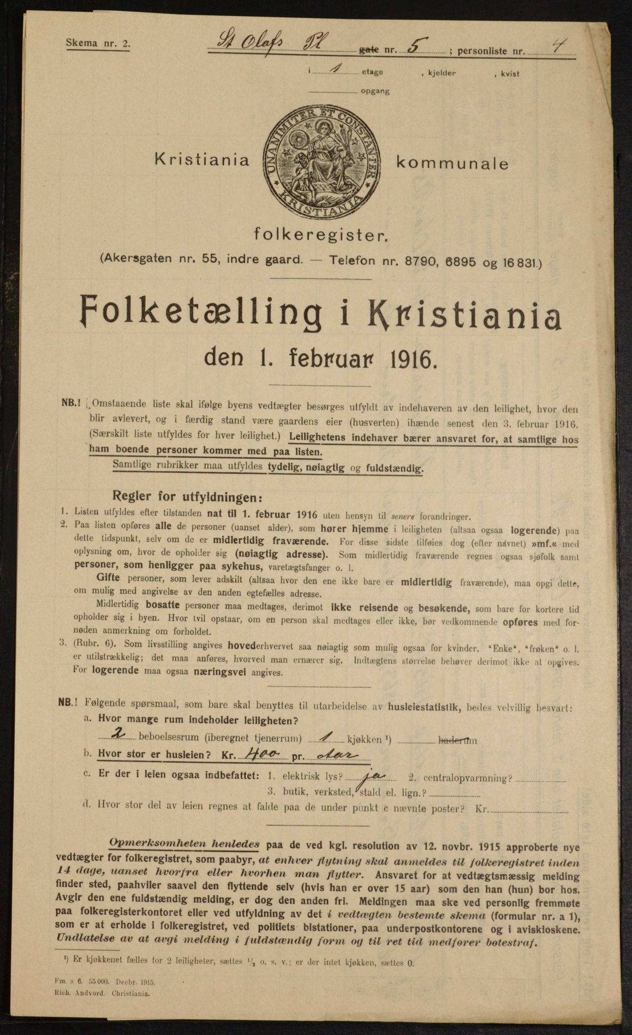 OBA, Municipal Census 1916 for Kristiania, 1916, p. 90663