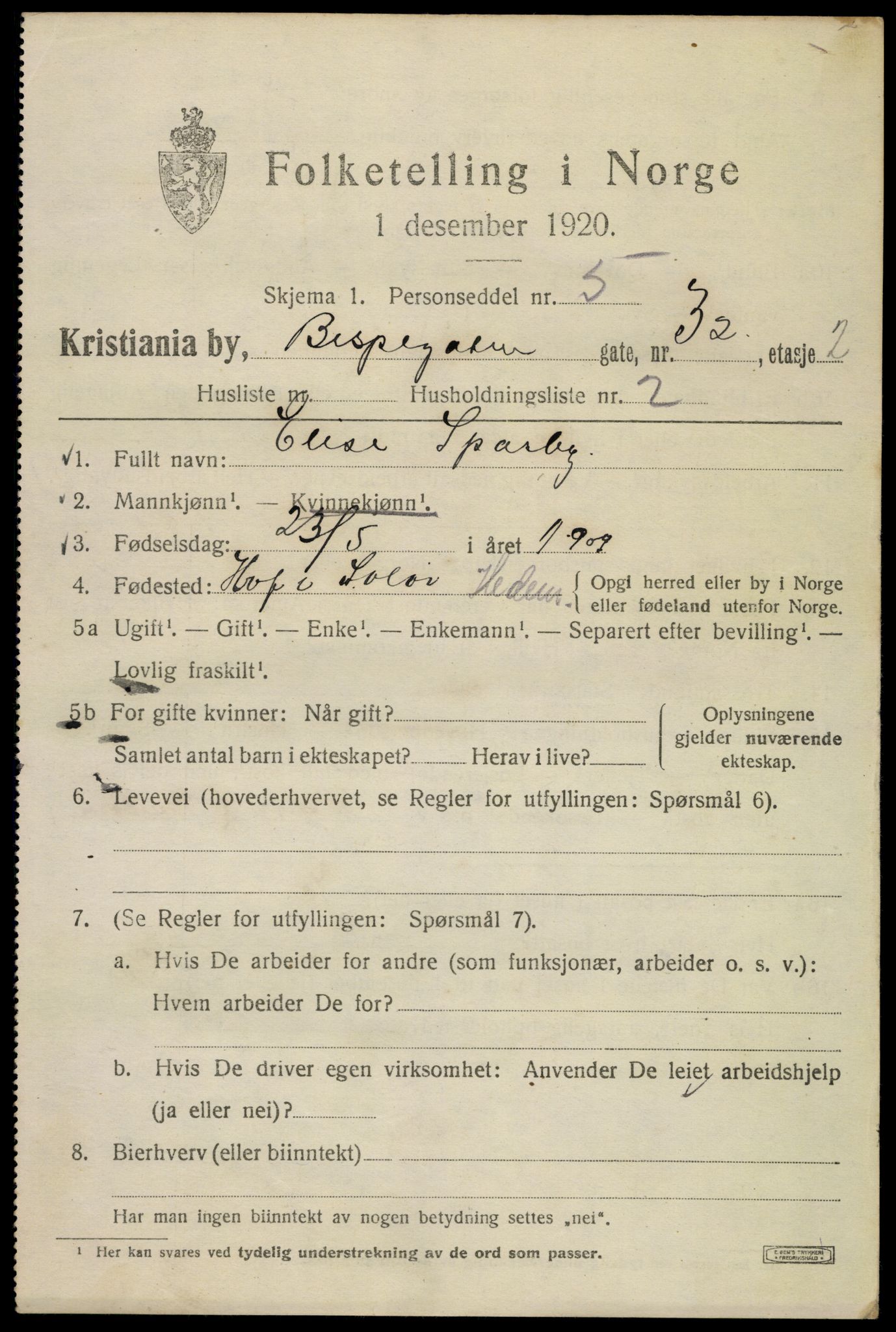 SAO, 1920 census for Kristiania, 1920, p. 157387