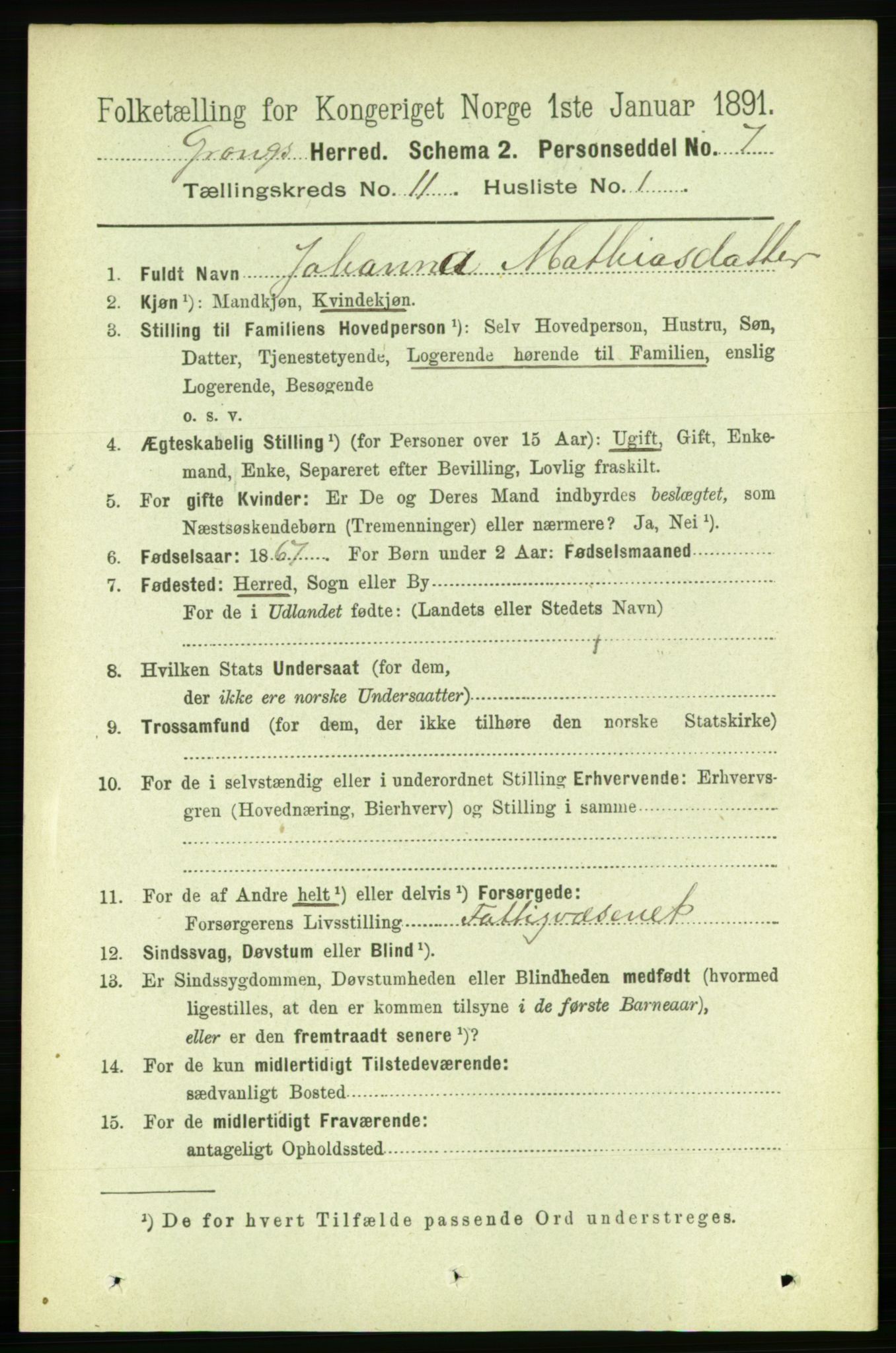 RA, 1891 census for 1742 Grong, 1891, p. 4086