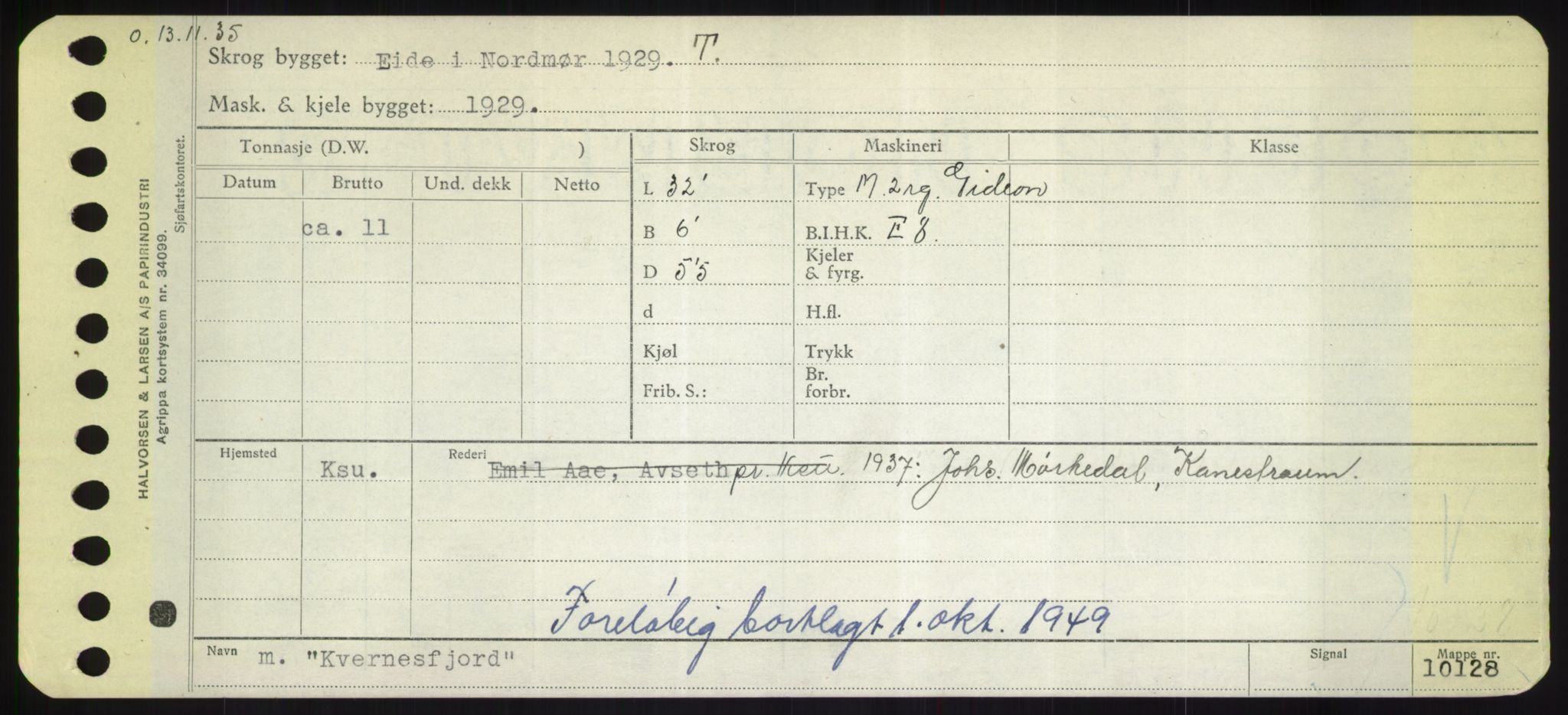 Sjøfartsdirektoratet med forløpere, Skipsmålingen, RA/S-1627/H/Hd/L0021: Fartøy, Kor-Kår, p. 307