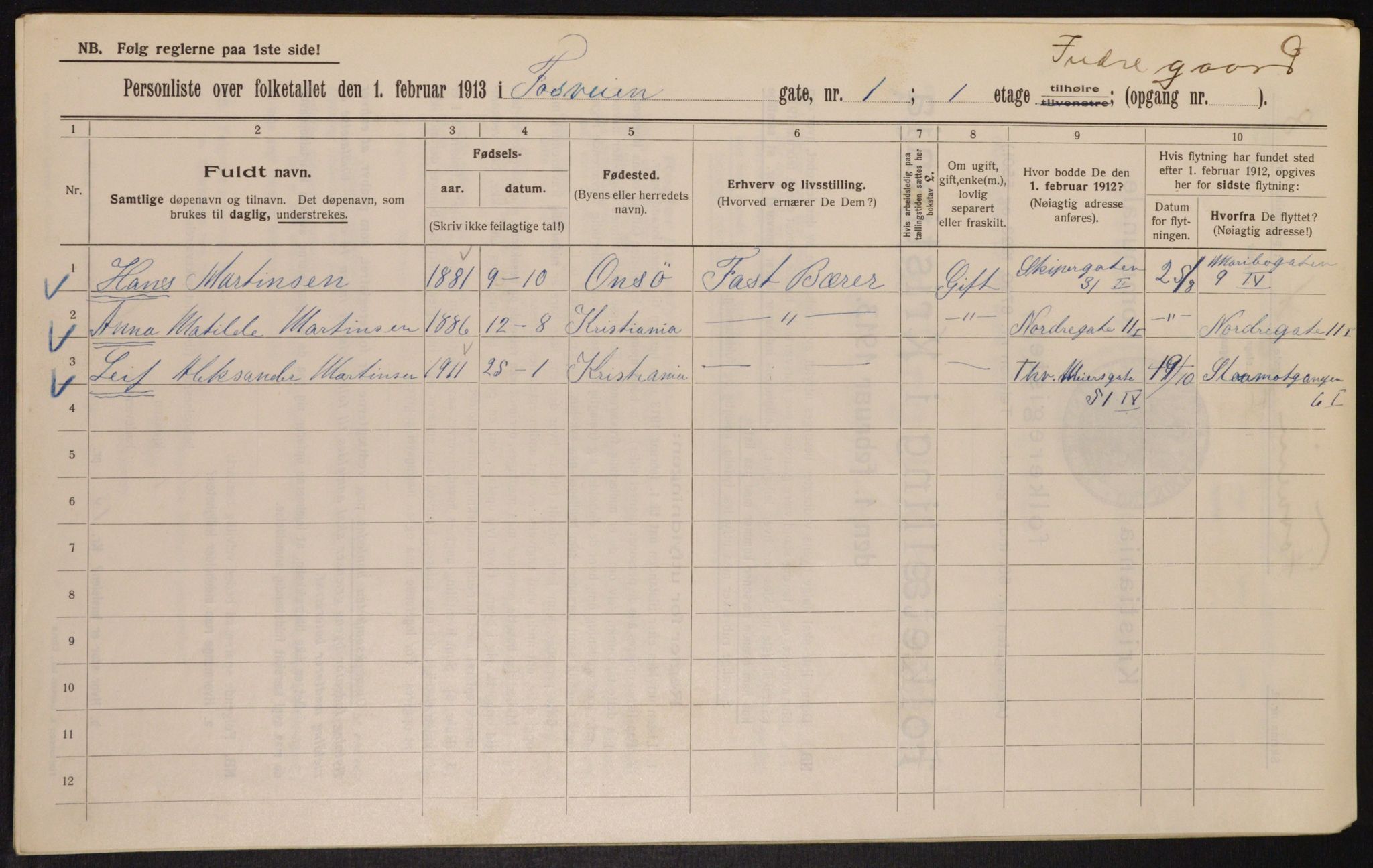 OBA, Municipal Census 1913 for Kristiania, 1913, p. 24829