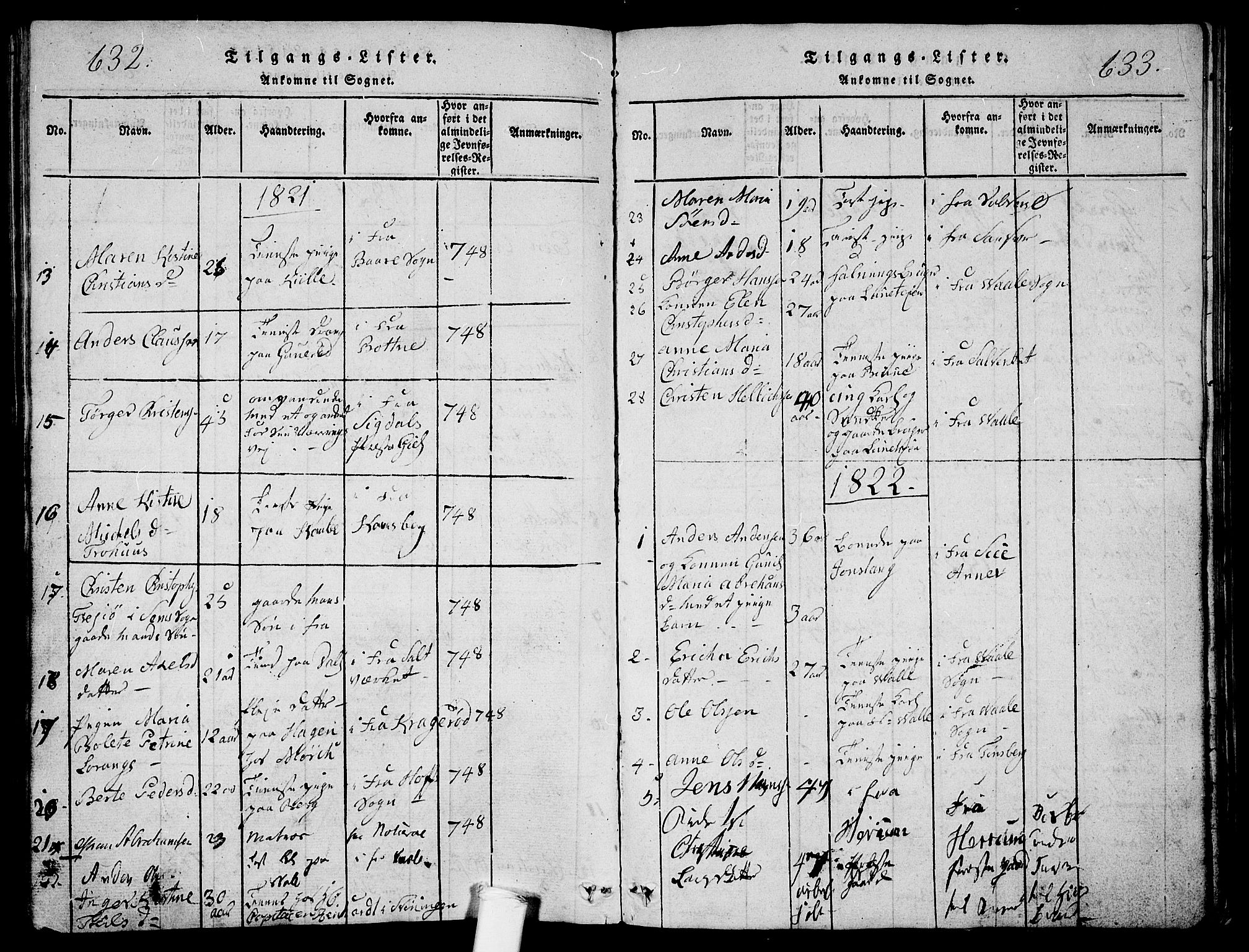 Ramnes kirkebøker, AV/SAKO-A-314/G/Ga/L0001: Parish register (copy) no. I 1, 1813-1847, p. 632-633