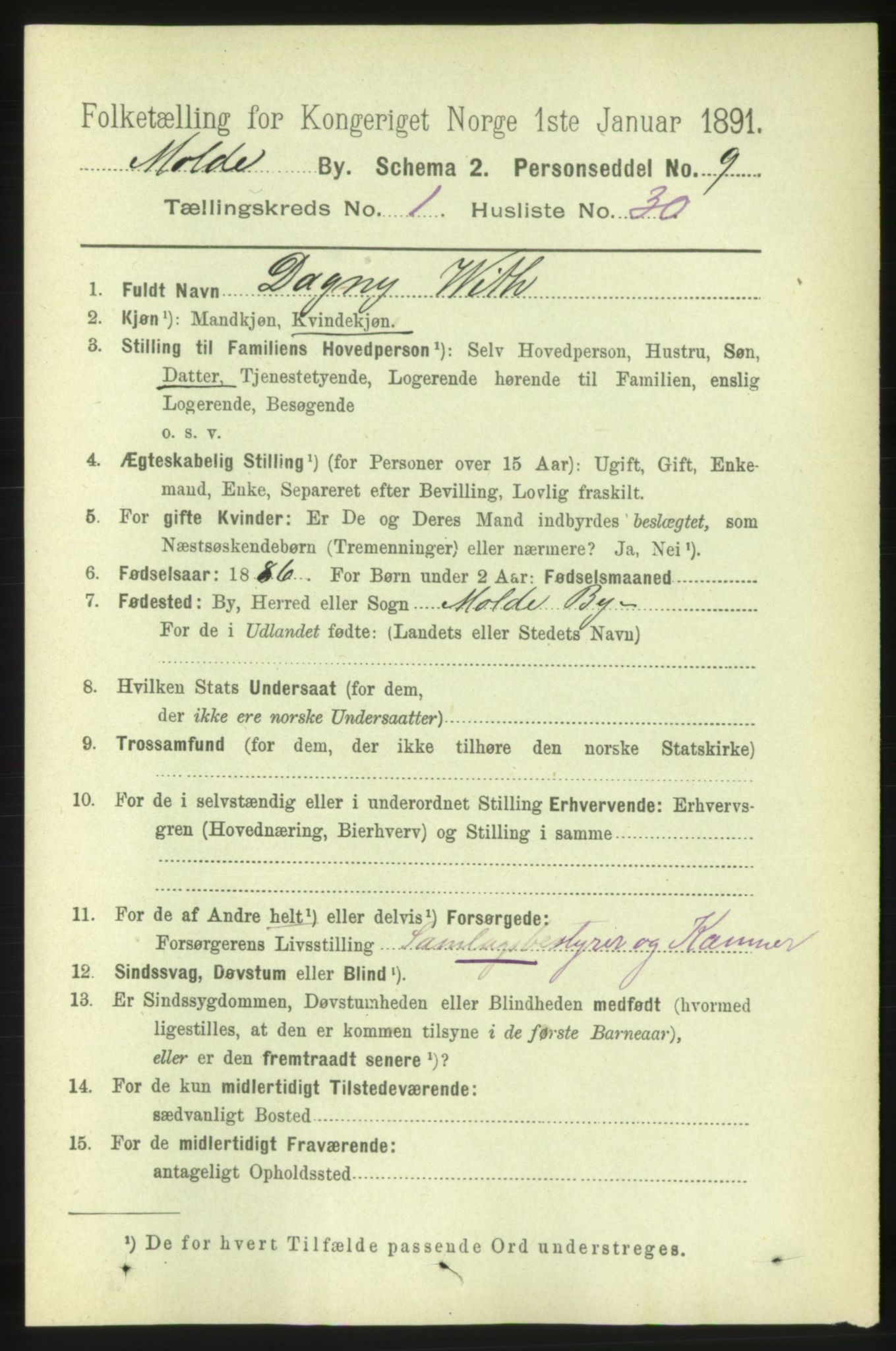 RA, 1891 census for 1502 Molde, 1891, p. 556