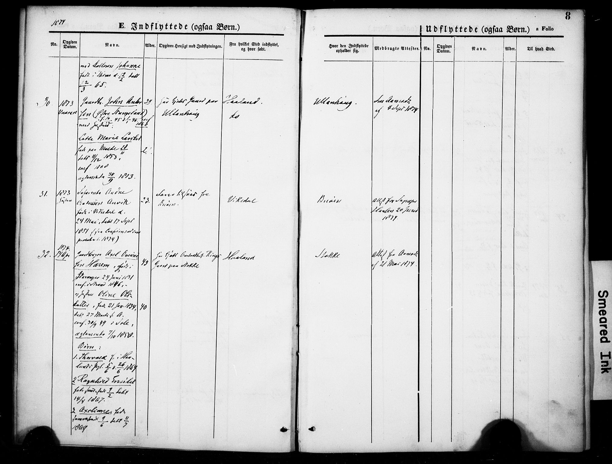 Hetland sokneprestkontor, SAST/A-101826/30/30BA/L0007: Parish register (official) no. A 7, 1870-1924, p. 8