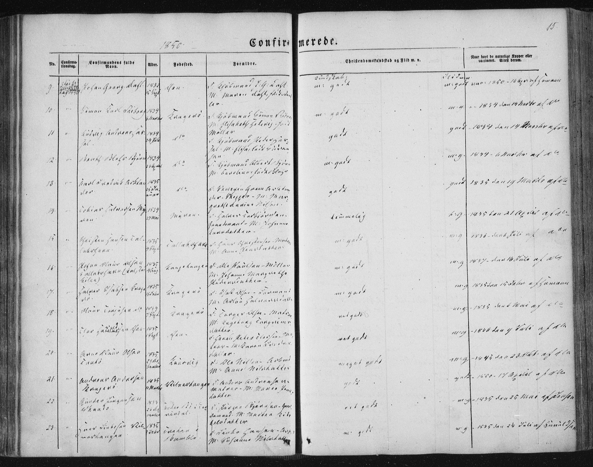 Kragerø kirkebøker, AV/SAKO-A-278/F/Fa/L0006: Parish register (official) no. 6, 1847-1861, p. 15