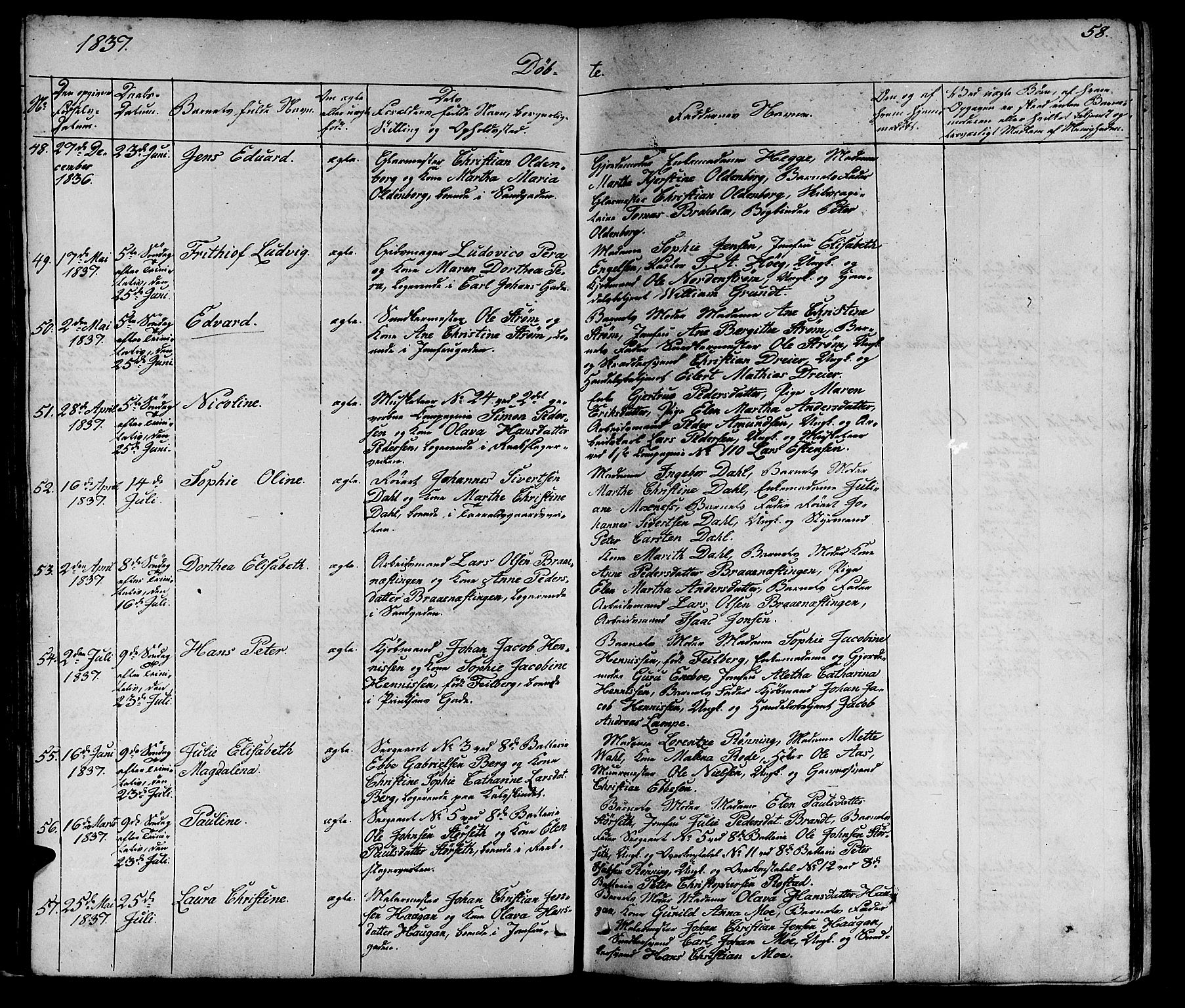 Ministerialprotokoller, klokkerbøker og fødselsregistre - Sør-Trøndelag, SAT/A-1456/602/L0136: Parish register (copy) no. 602C04, 1833-1845, p. 58