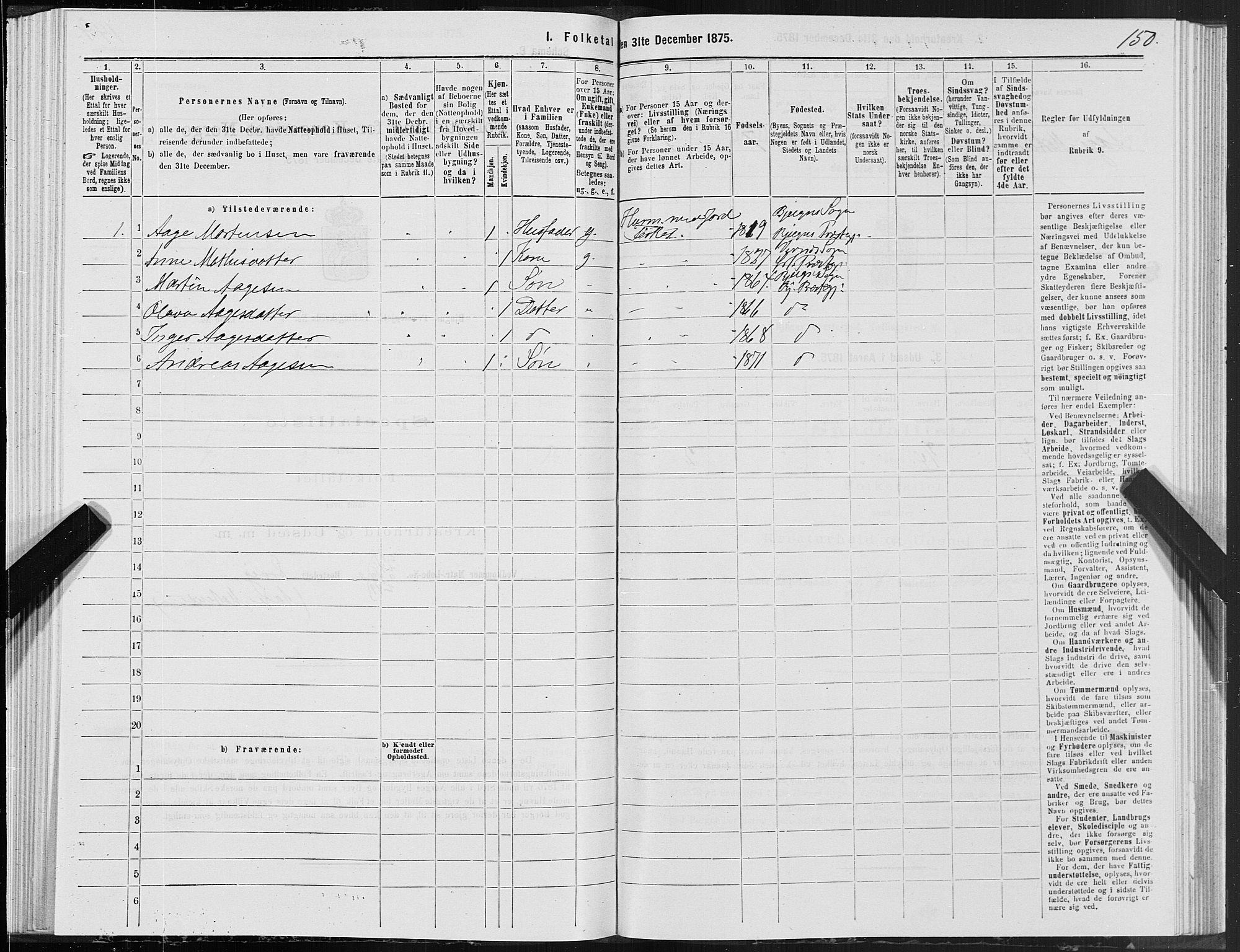 SAT, 1875 census for 1627P Bjugn, 1875, p. 2150