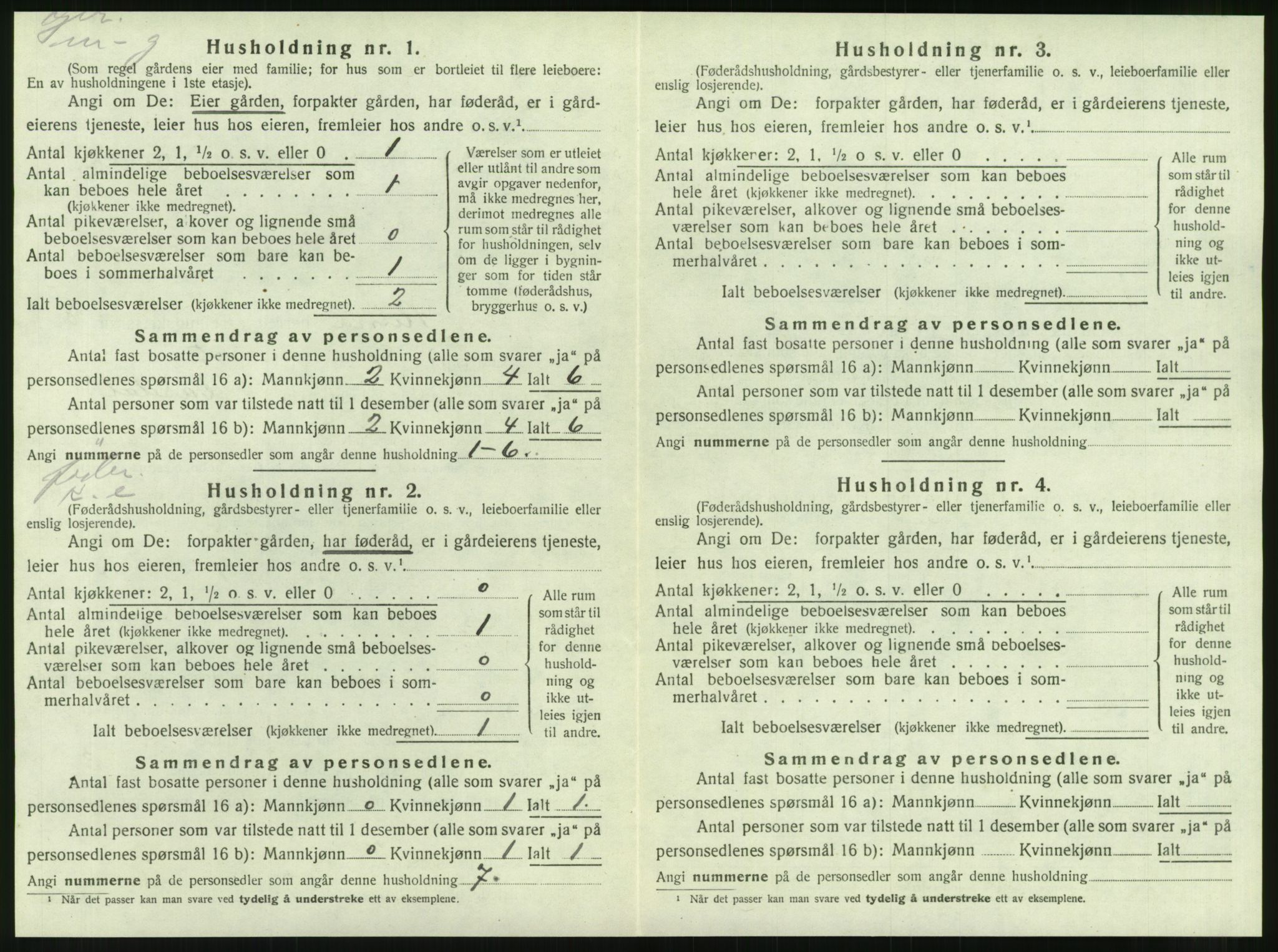 SAT, 1920 census for Nesna, 1920, p. 1058