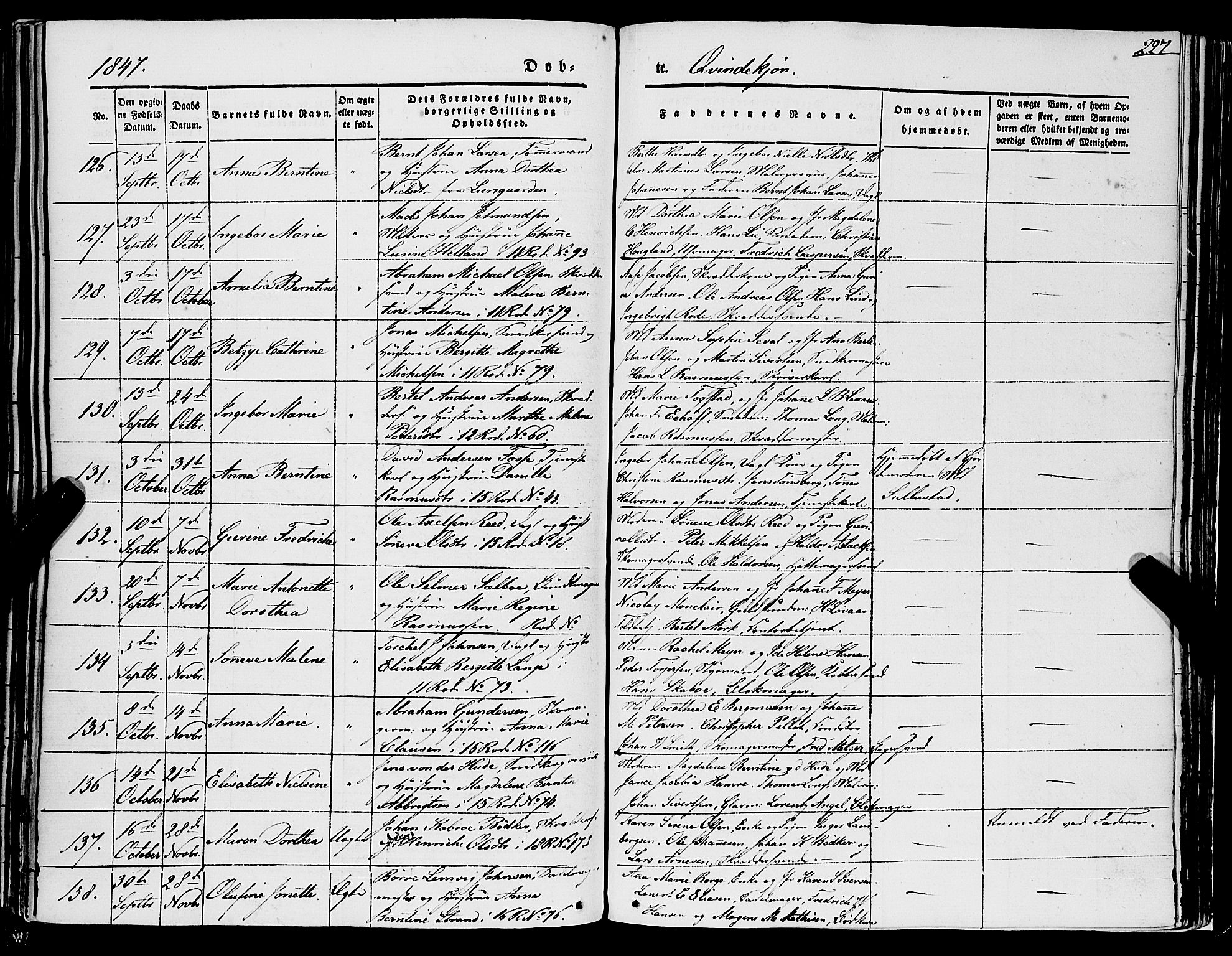 Domkirken sokneprestembete, AV/SAB-A-74801/H/Haa/L0019: Parish register (official) no. B 2, 1841-1851, p. 227