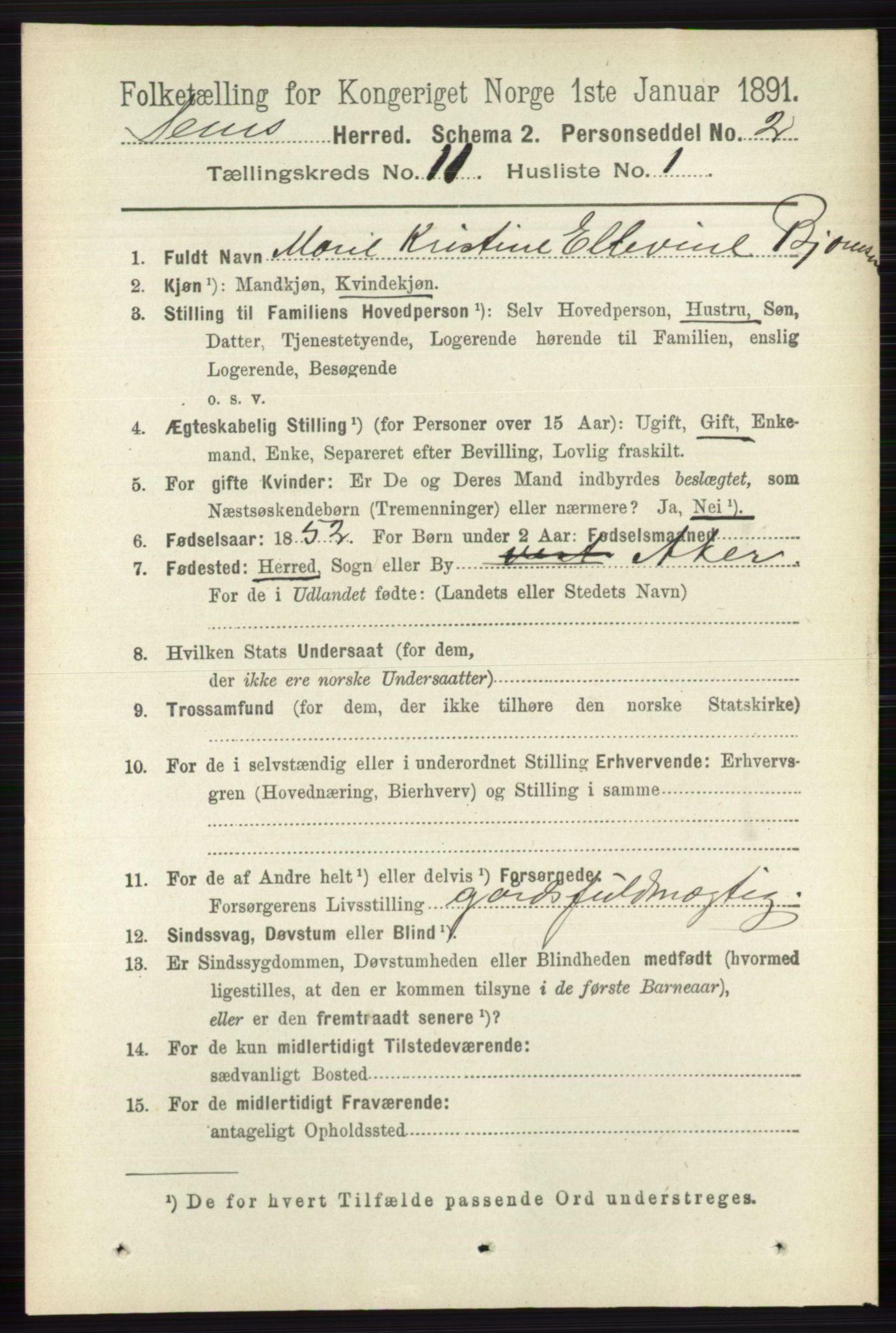 RA, 1891 census for 0721 Sem, 1891, p. 5351