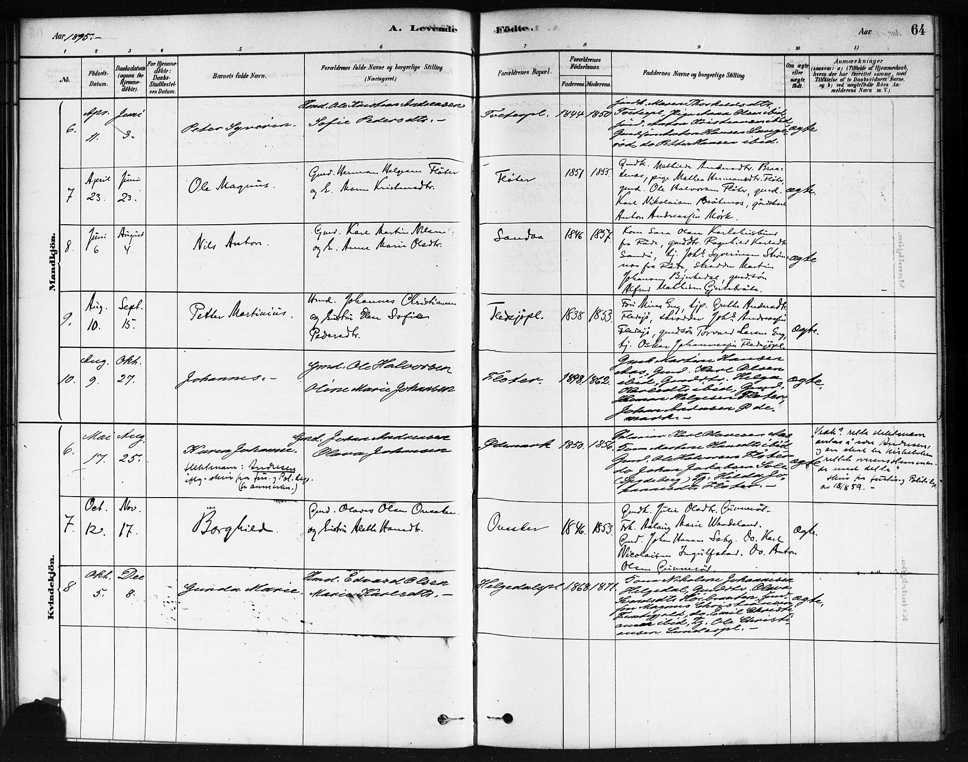 Våler prestekontor Kirkebøker, SAO/A-11083/F/Fb/L0001: Parish register (official) no. II 1, 1878-1896, p. 64