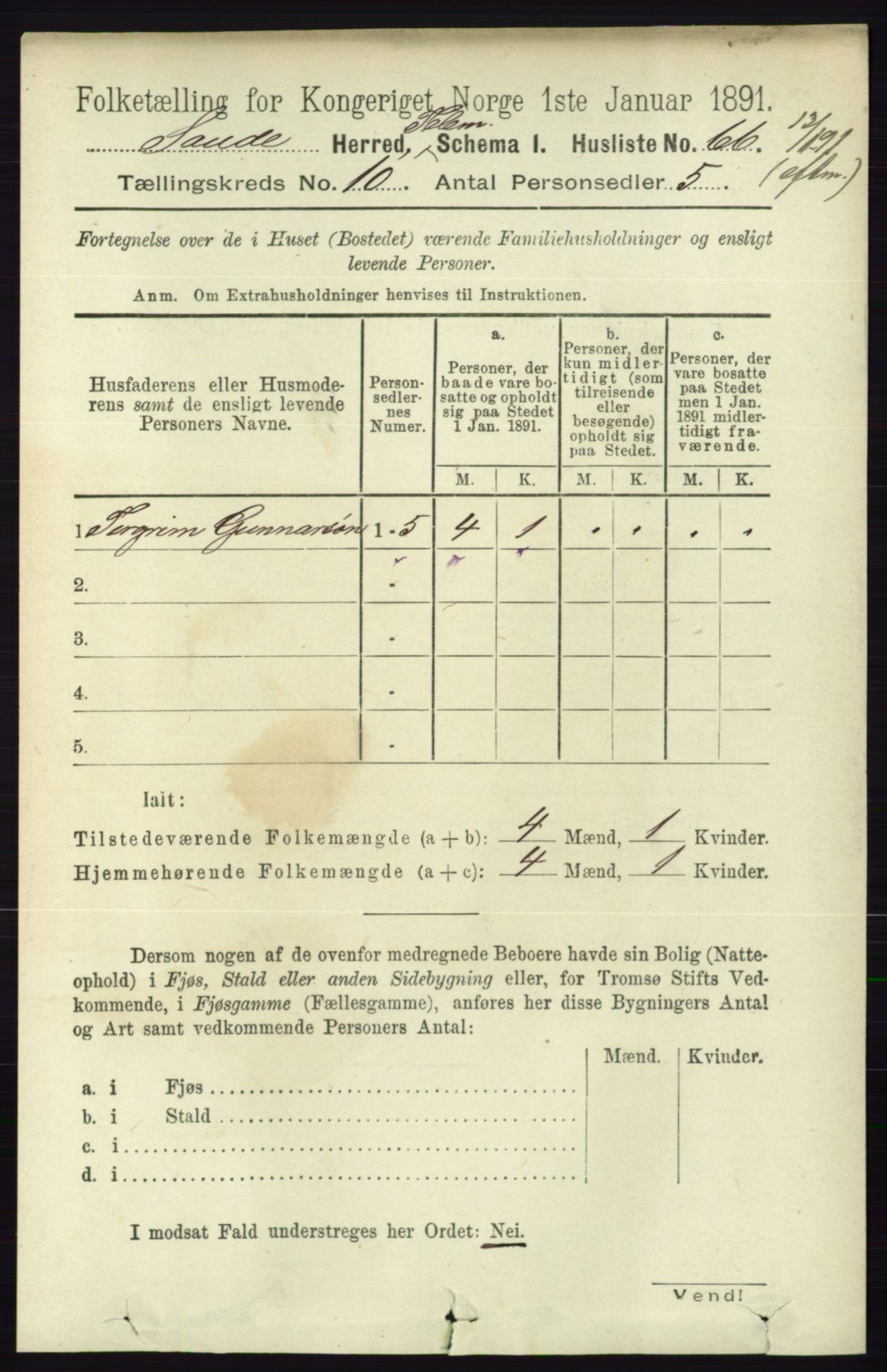 RA, 1891 census for 0822 Sauherad, 1891, p. 3000