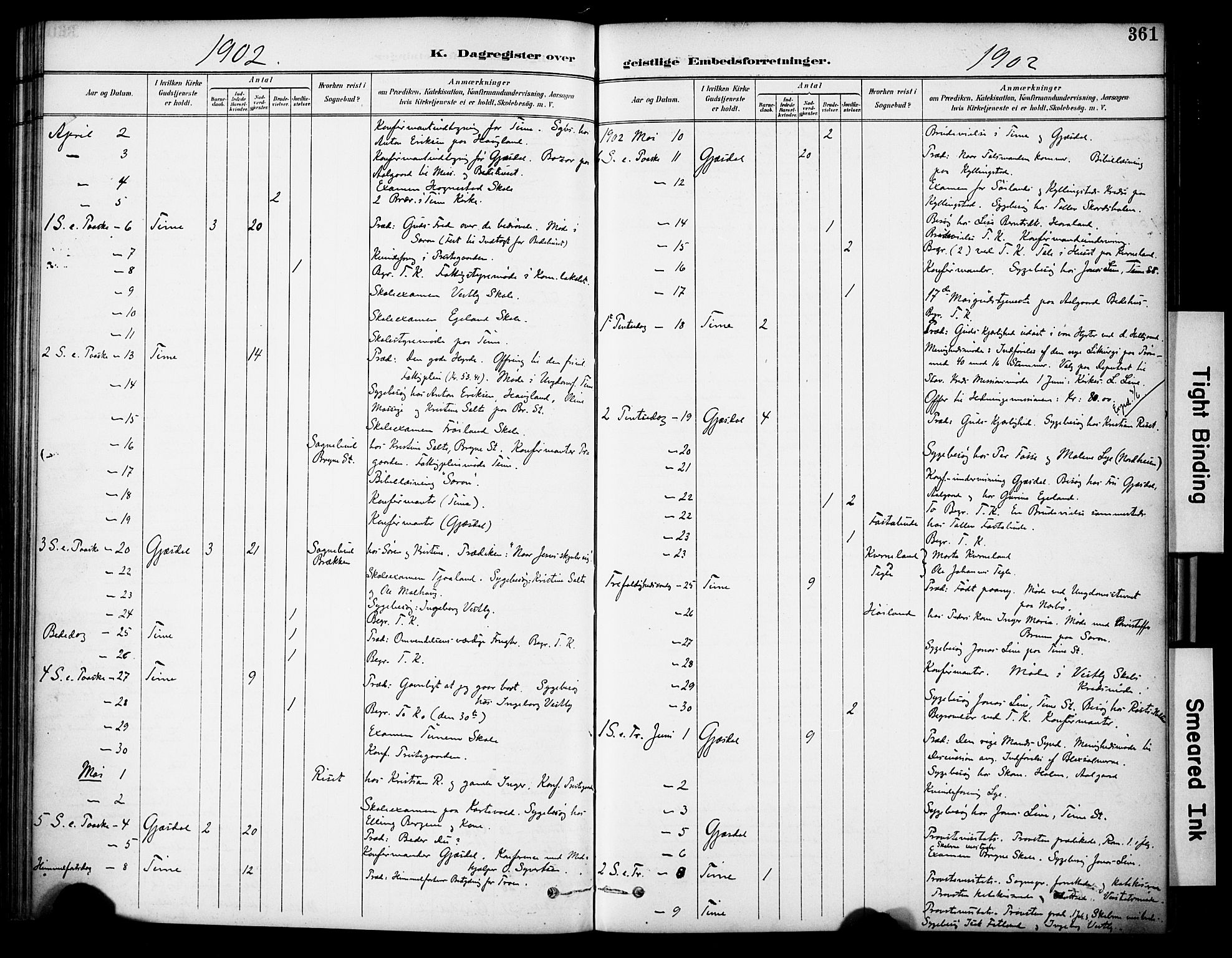 Lye sokneprestkontor, AV/SAST-A-101794/001/30BA/L0011: Parish register (official) no. A 9, 1893-1903, p. 361