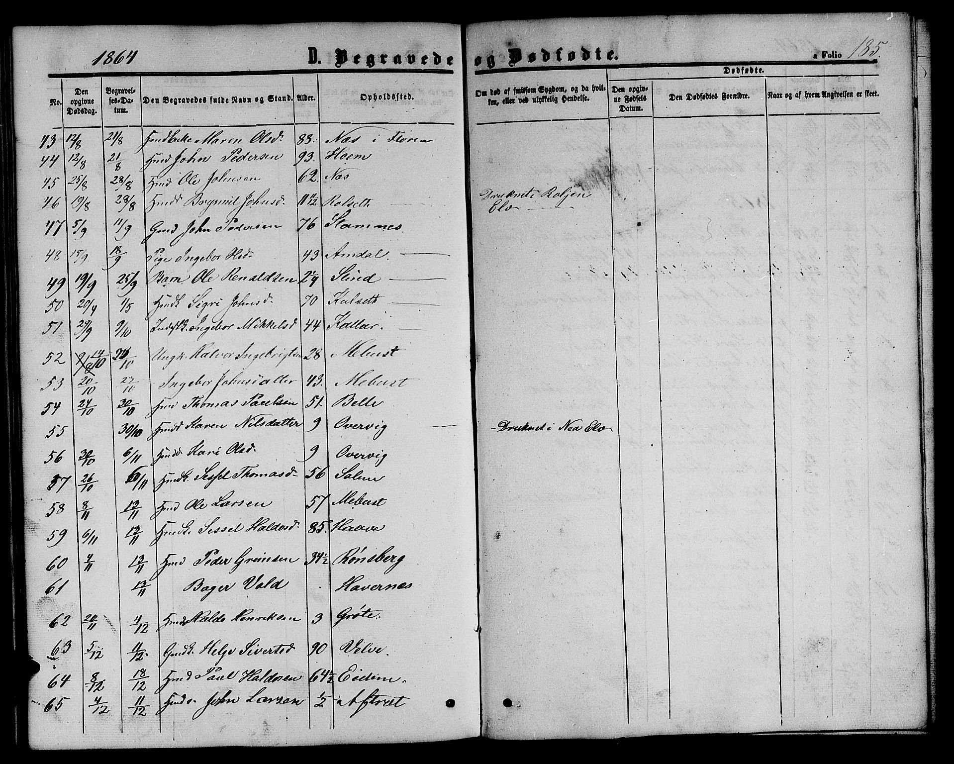 Ministerialprotokoller, klokkerbøker og fødselsregistre - Sør-Trøndelag, SAT/A-1456/695/L1155: Parish register (copy) no. 695C06, 1859-1868, p. 185