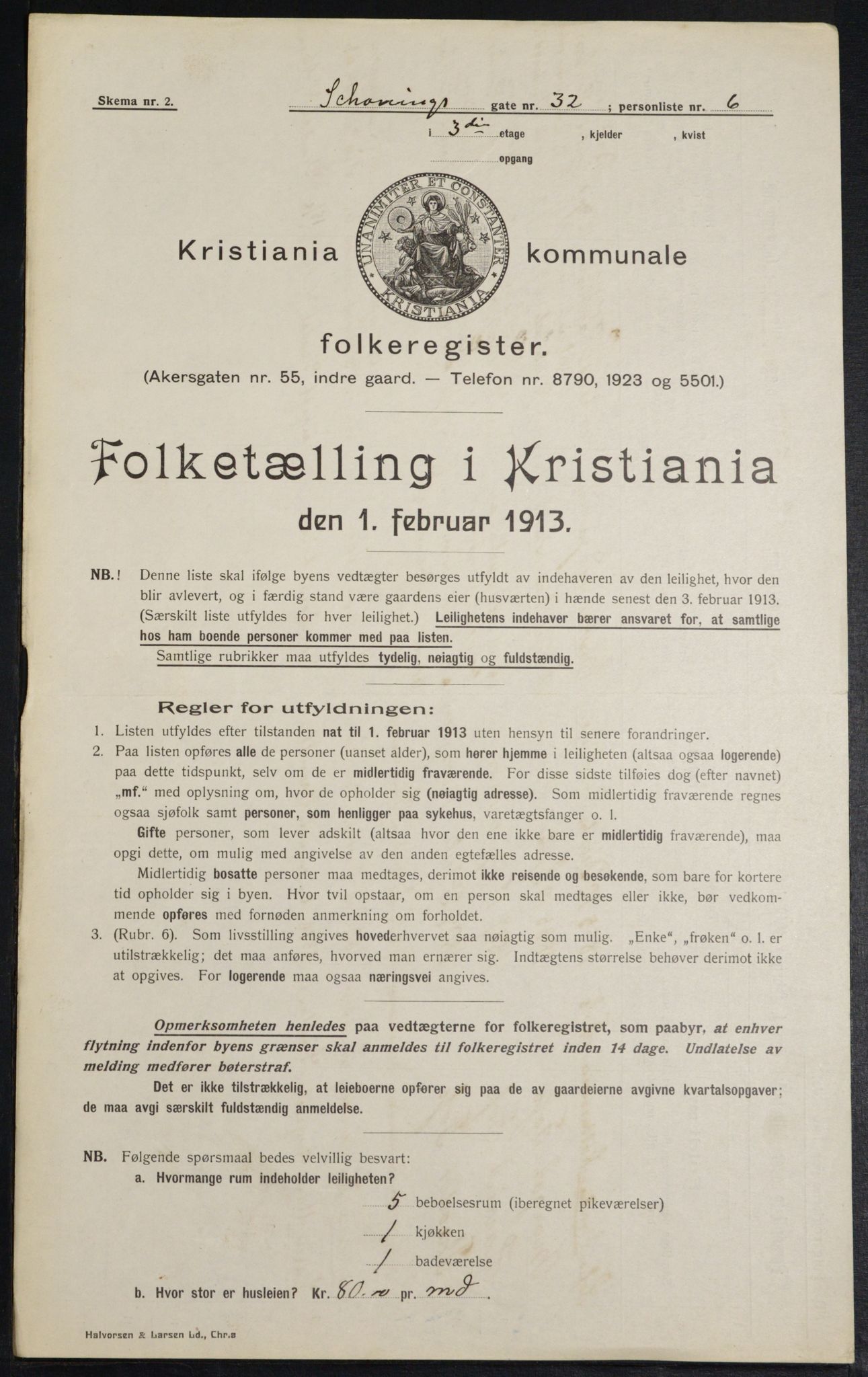 OBA, Municipal Census 1913 for Kristiania, 1913, p. 93736