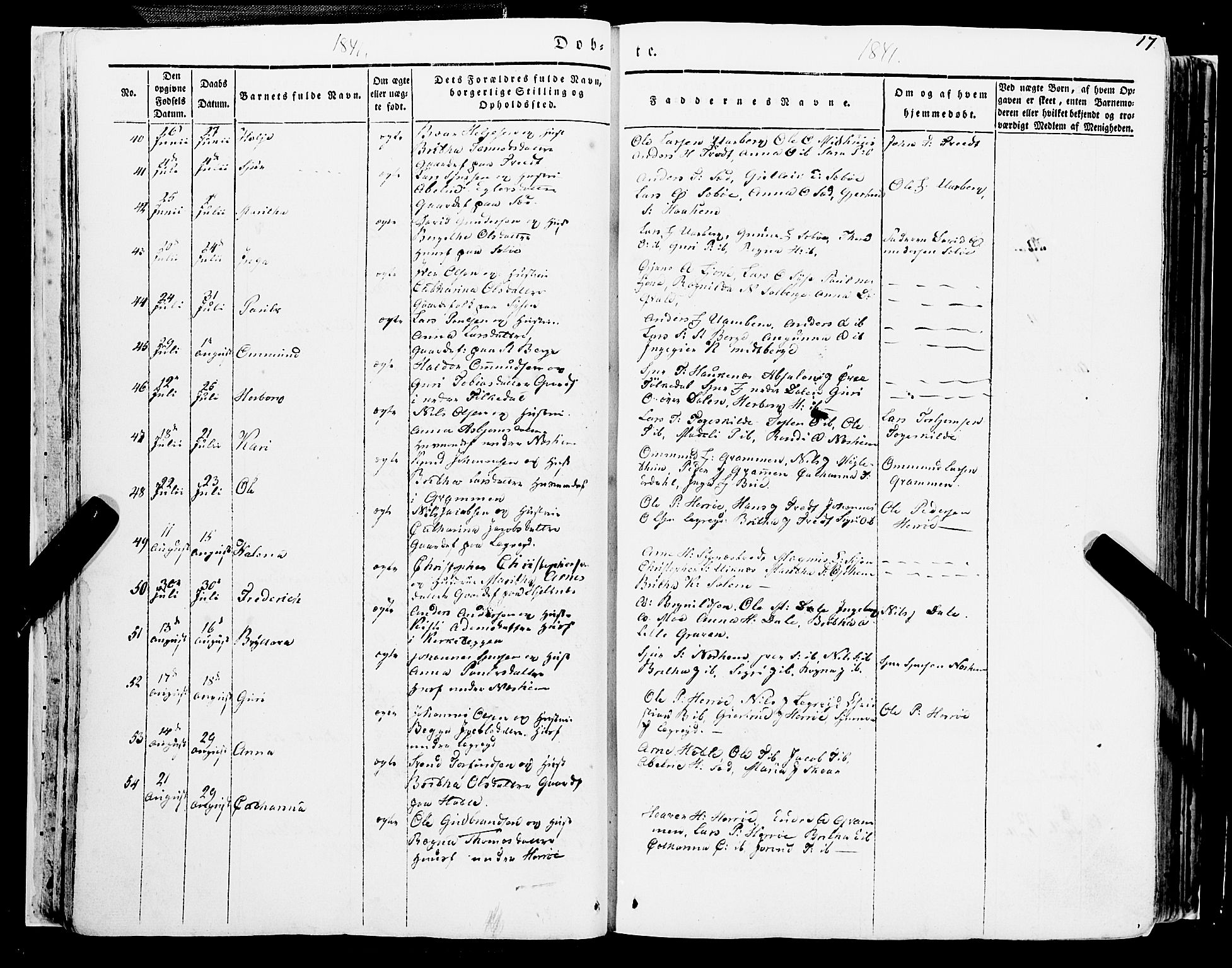 Ulvik sokneprestembete, AV/SAB-A-78801/H/Haa: Parish register (official) no. A 12, 1839-1853, p. 17