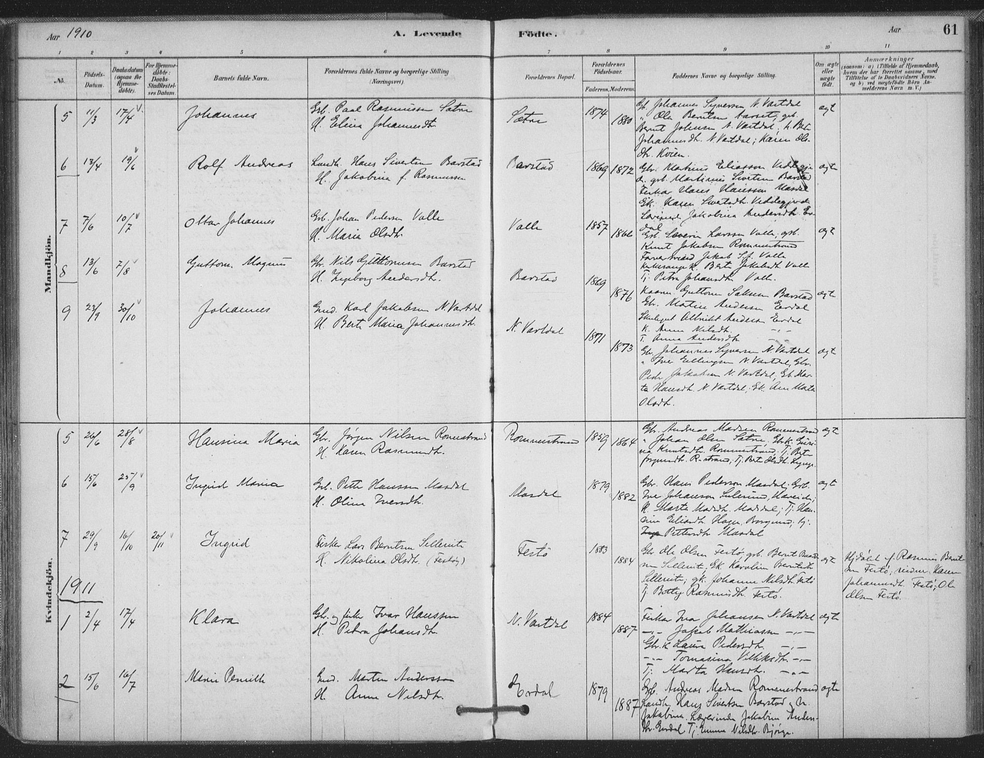 Ministerialprotokoller, klokkerbøker og fødselsregistre - Møre og Romsdal, AV/SAT-A-1454/514/L0199: Parish register (official) no. 514A01, 1878-1912, p. 61