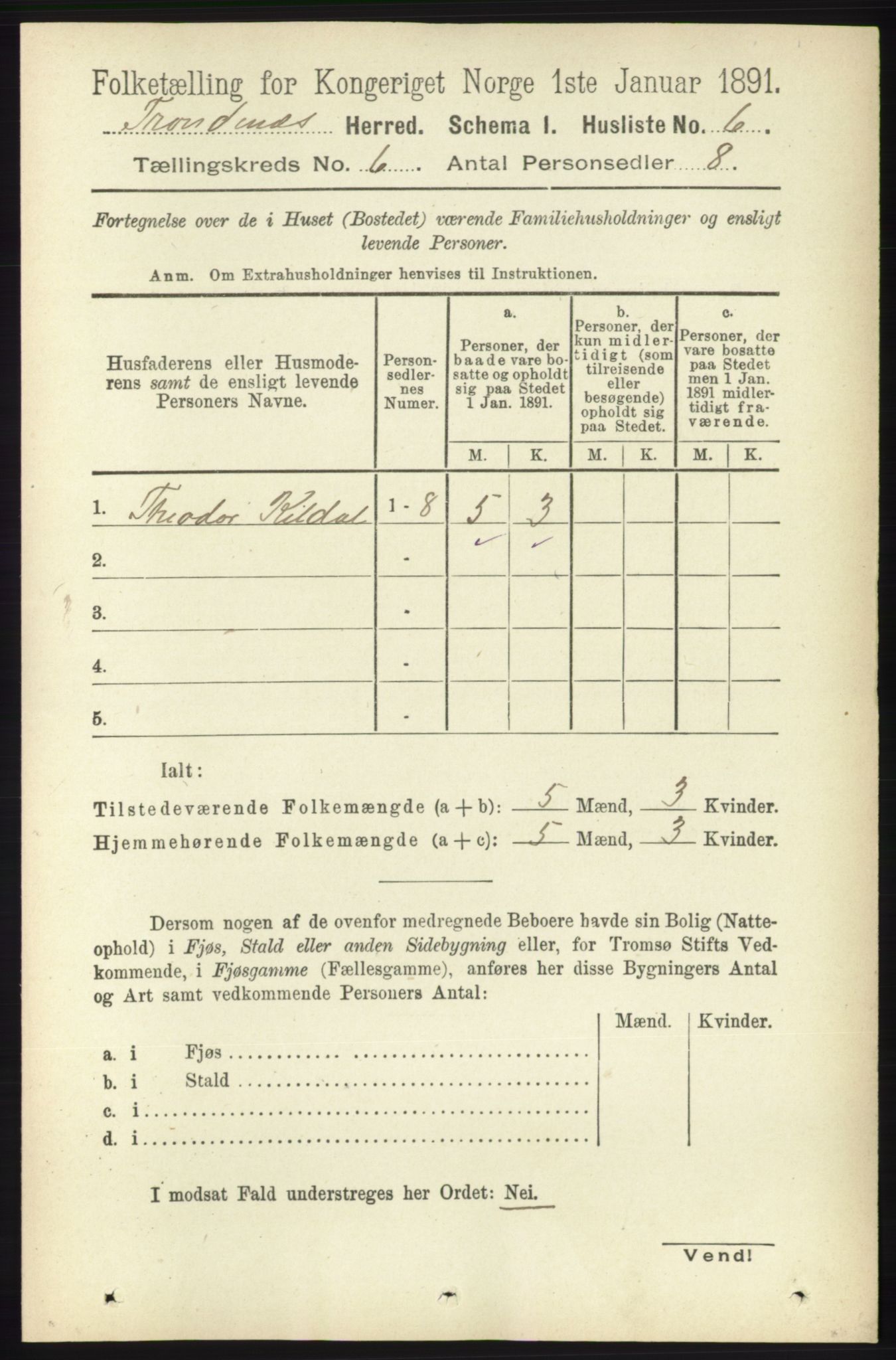 RA, 1891 census for 1914 Trondenes, 1891, p. 3749