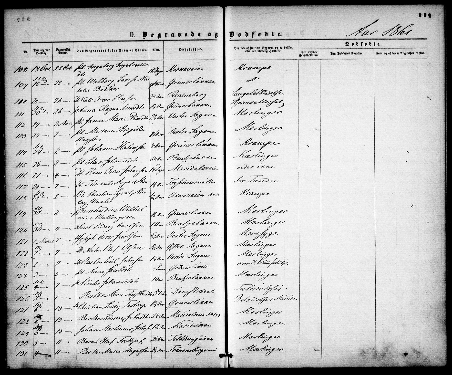 Gamle Aker prestekontor Kirkebøker, AV/SAO-A-10617a/F/L0001: Parish register (official) no. 1, 1861-1865, p. 202