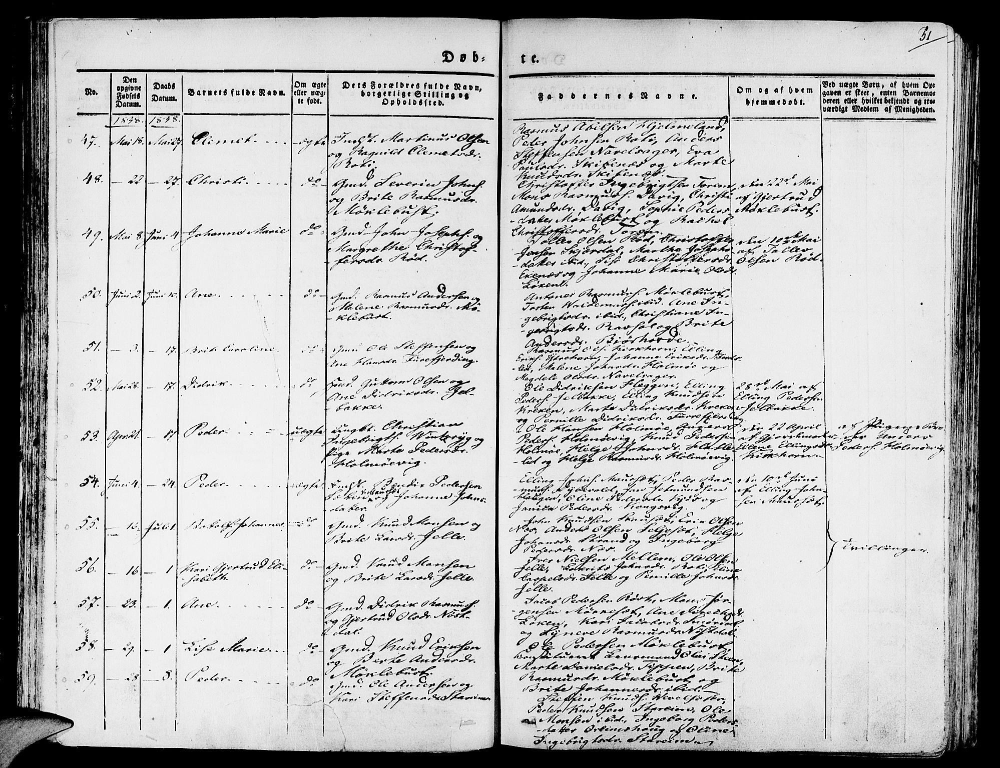 Eid sokneprestembete, AV/SAB-A-82301/H/Haa/Haaa/L0006: Parish register (official) no. A 6, 1831-1843, p. 51