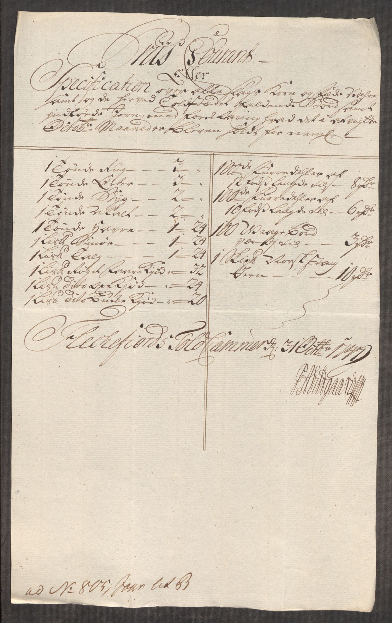 Rentekammeret inntil 1814, Realistisk ordnet avdeling, RA/EA-4070/Oe/L0003: [Ø1]: Priskuranter, 1745-1748, p. 661