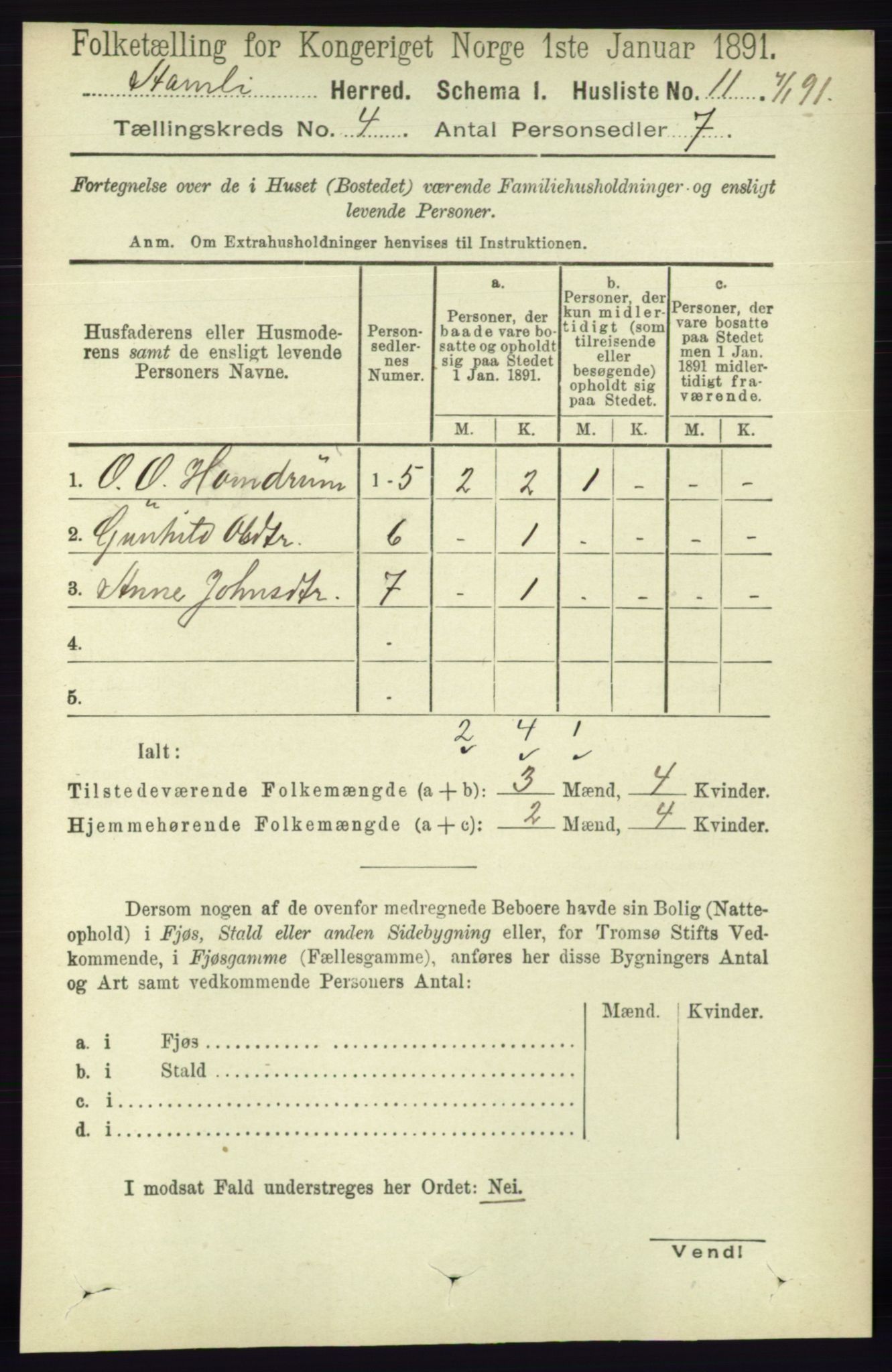 RA, 1891 census for 0929 Åmli, 1891, p. 421