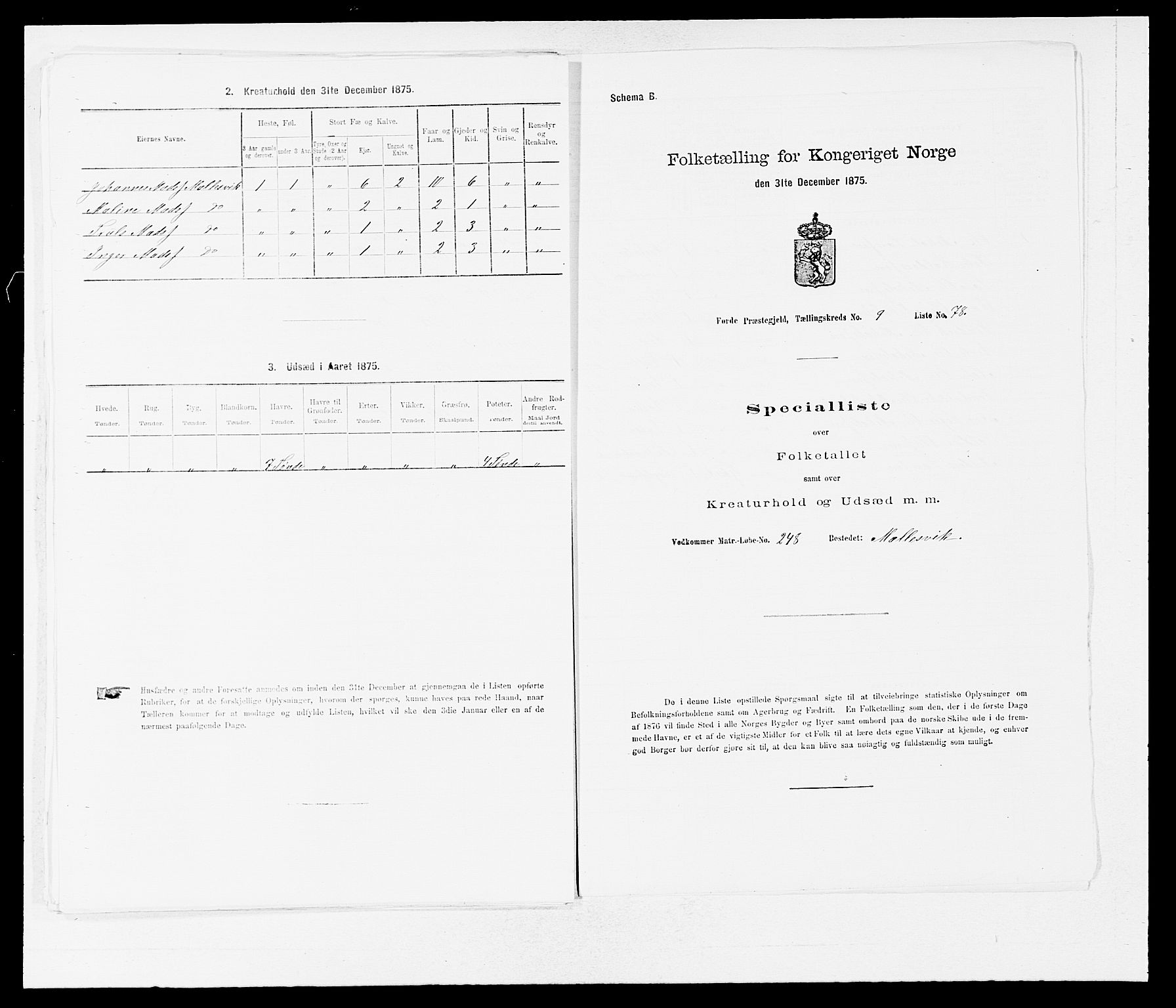 SAB, 1875 census for 1432P Førde, 1875, p. 1159