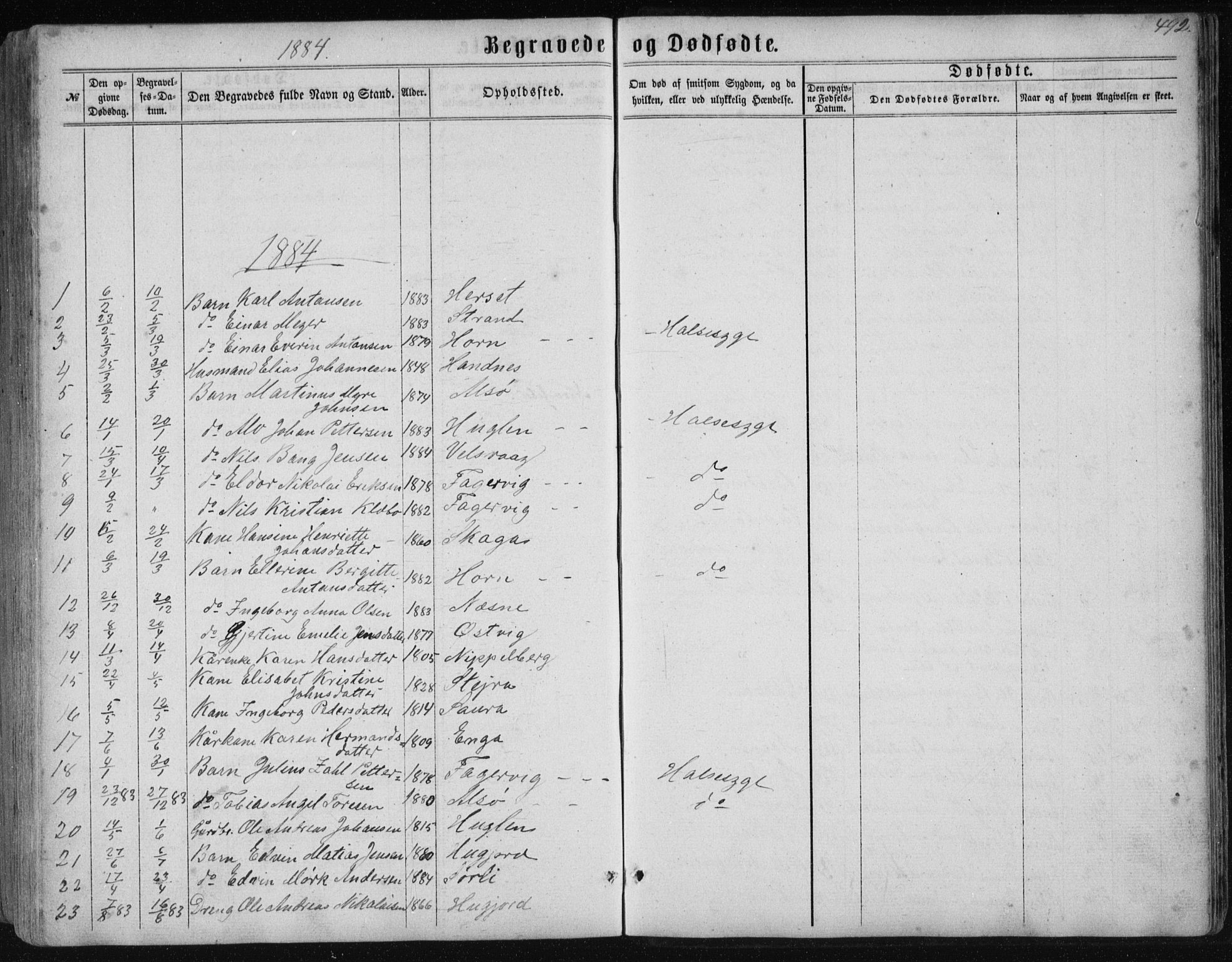 Ministerialprotokoller, klokkerbøker og fødselsregistre - Nordland, SAT/A-1459/838/L0556: Parish register (copy) no. 838C03, 1861-1893, p. 492