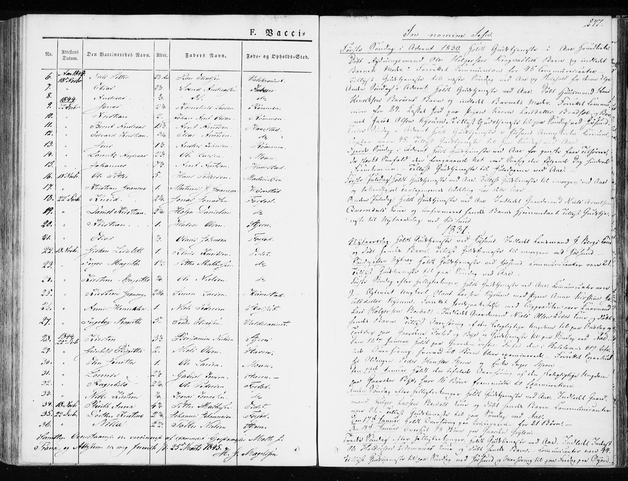 Ministerialprotokoller, klokkerbøker og fødselsregistre - Sør-Trøndelag, SAT/A-1456/655/L0676: Parish register (official) no. 655A05, 1830-1847, p. 271