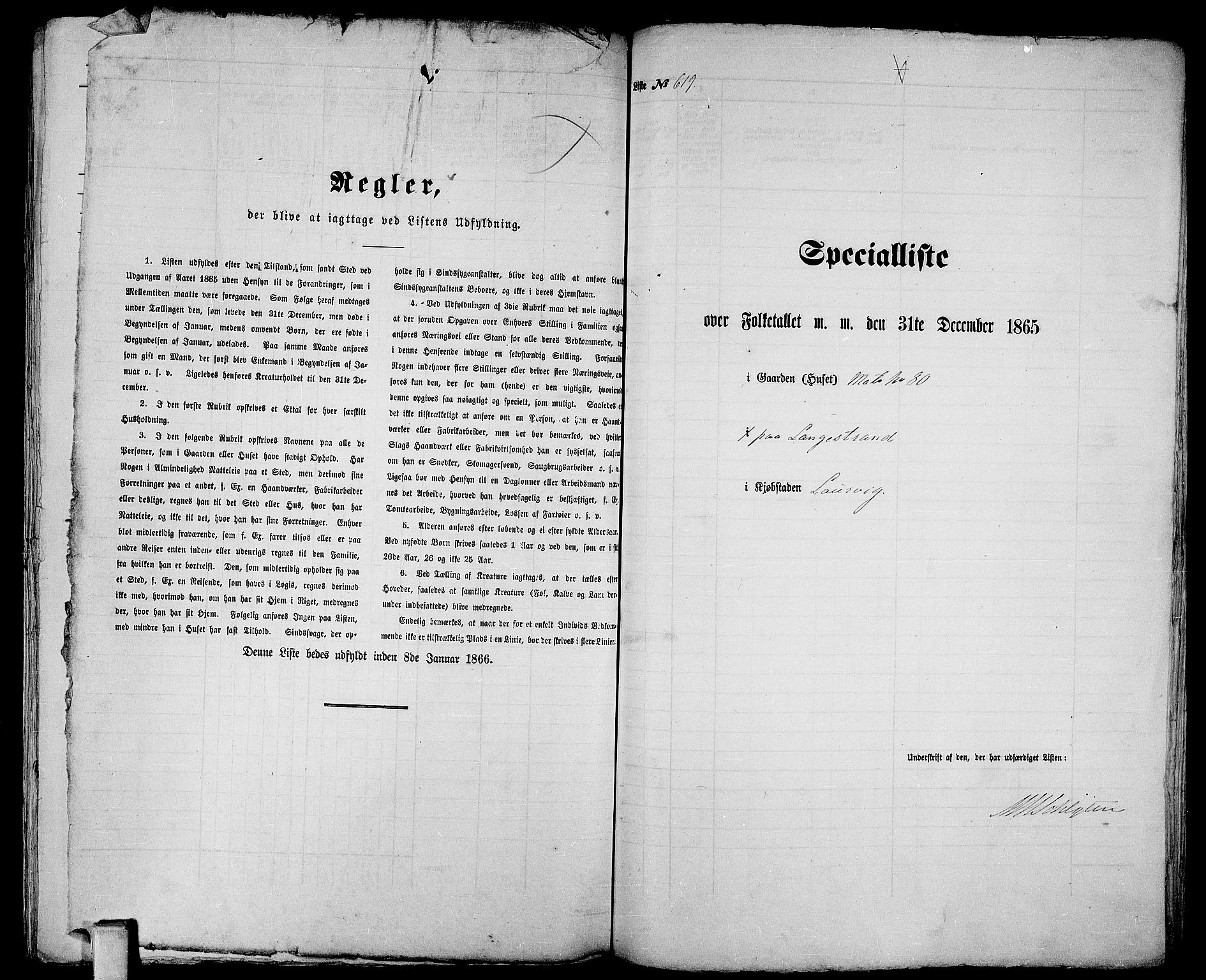 RA, 1865 census for Larvik, 1865, p. 1267