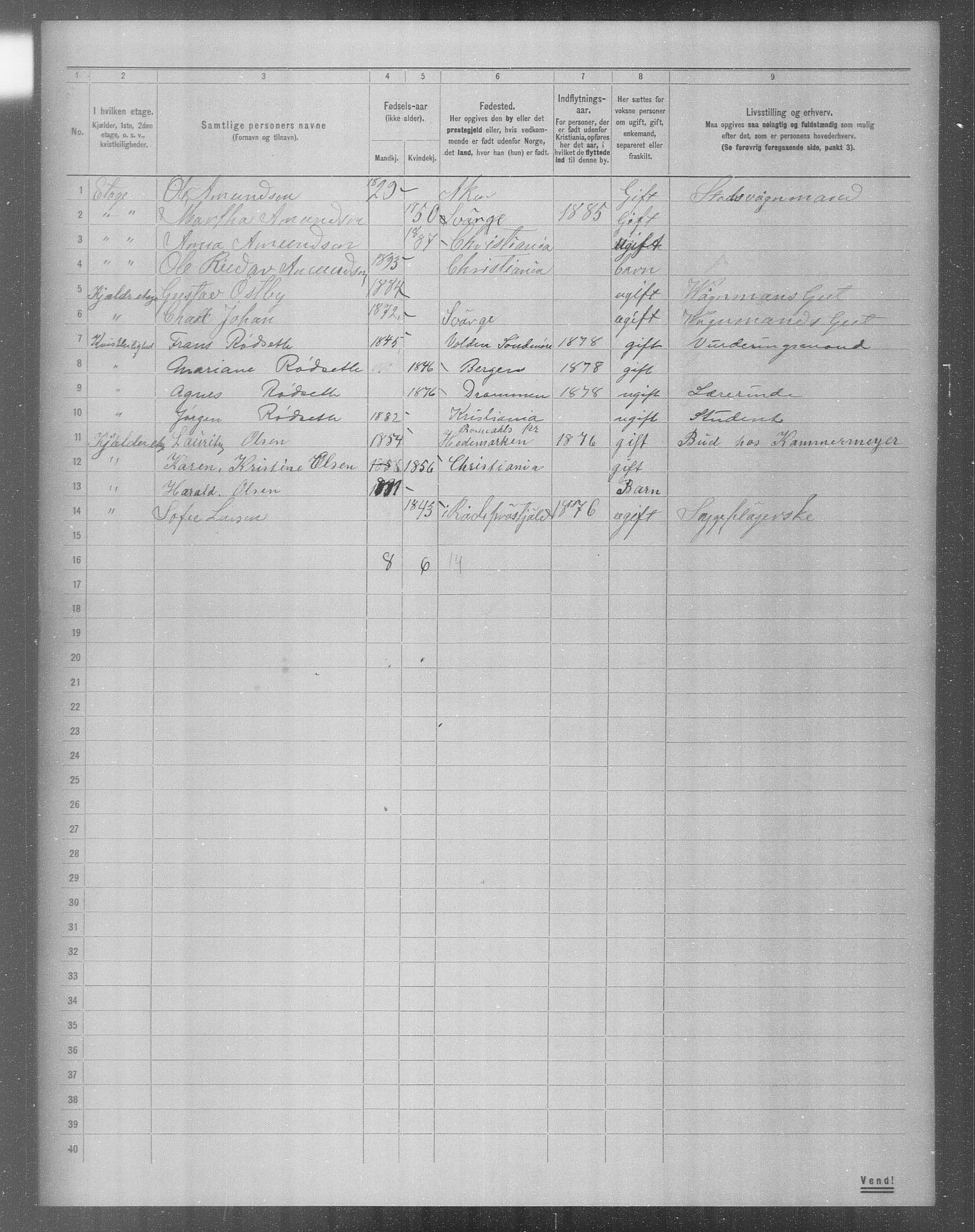 OBA, Municipal Census 1904 for Kristiania, 1904, p. 7851