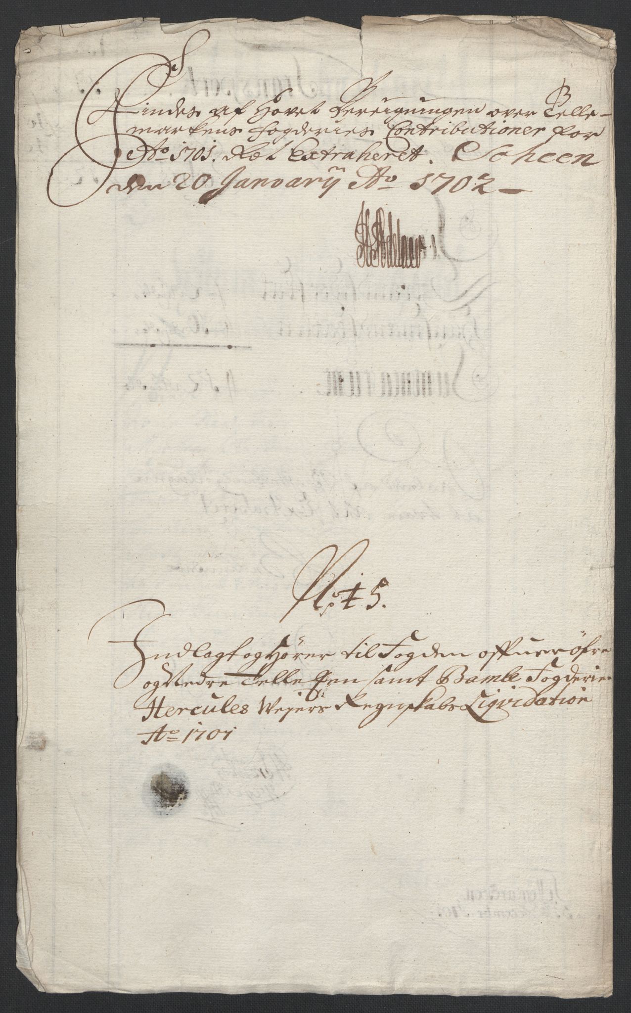 Rentekammeret inntil 1814, Reviderte regnskaper, Fogderegnskap, AV/RA-EA-4092/R36/L2105: Fogderegnskap Øvre og Nedre Telemark og Bamble, 1701, p. 103