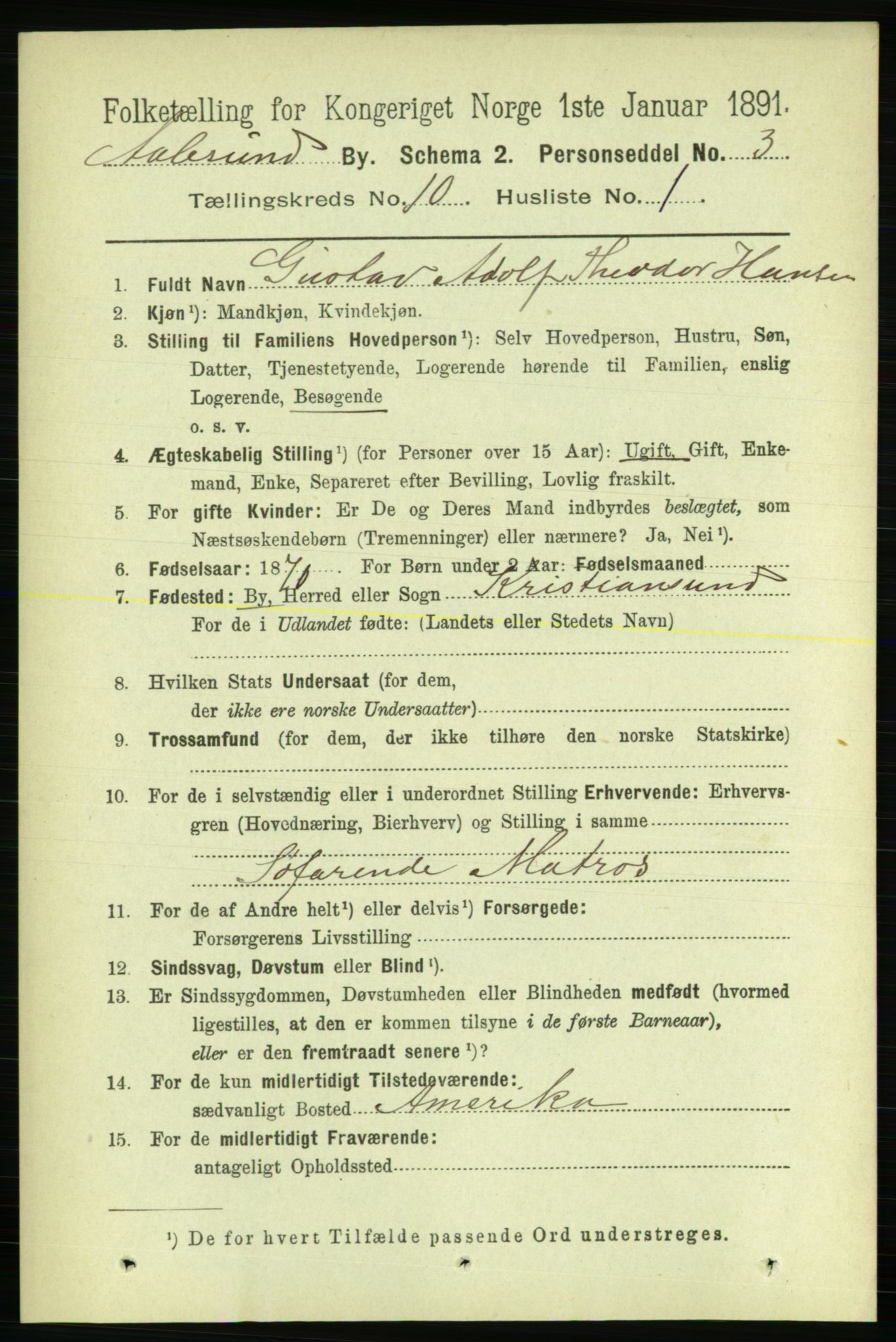 RA, 1891 census for 1501 Ålesund, 1891, p. 6622