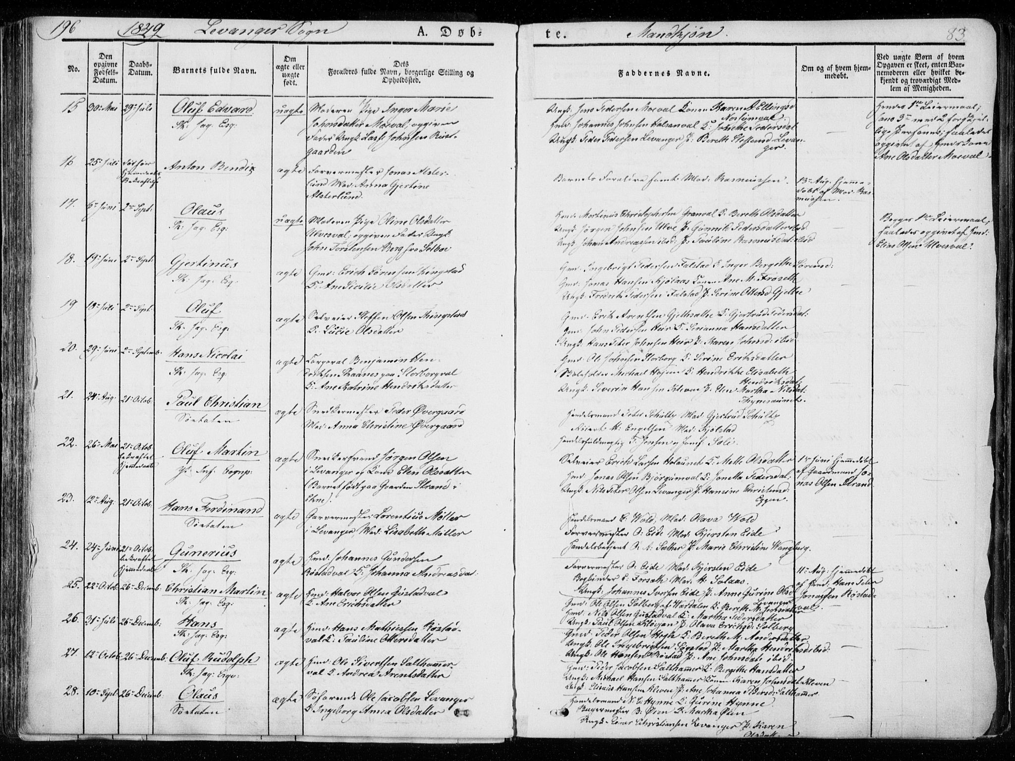 Ministerialprotokoller, klokkerbøker og fødselsregistre - Nord-Trøndelag, SAT/A-1458/720/L0183: Parish register (official) no. 720A01, 1836-1855, p. 83
