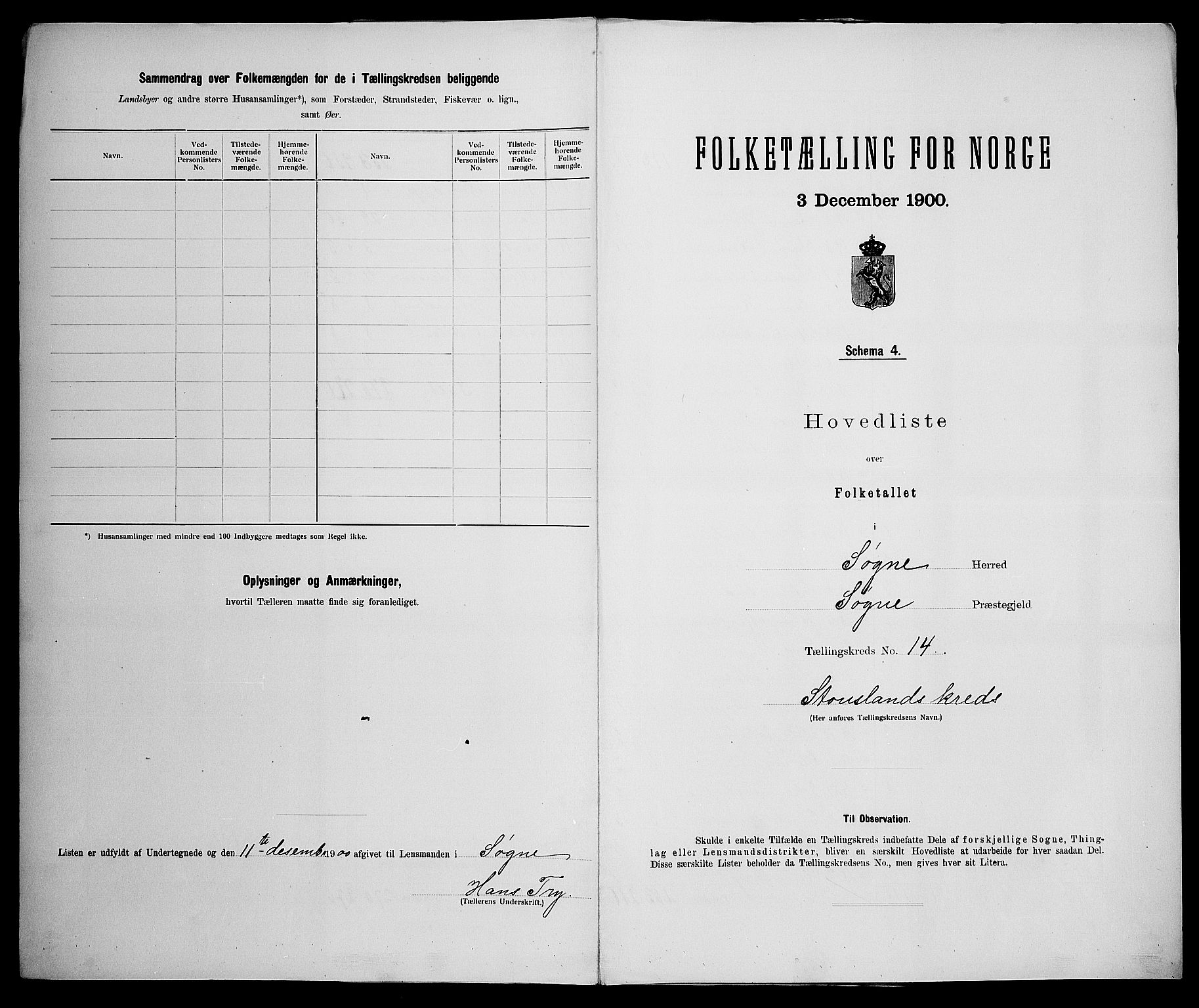 SAK, 1900 census for Søgne, 1900, p. 54