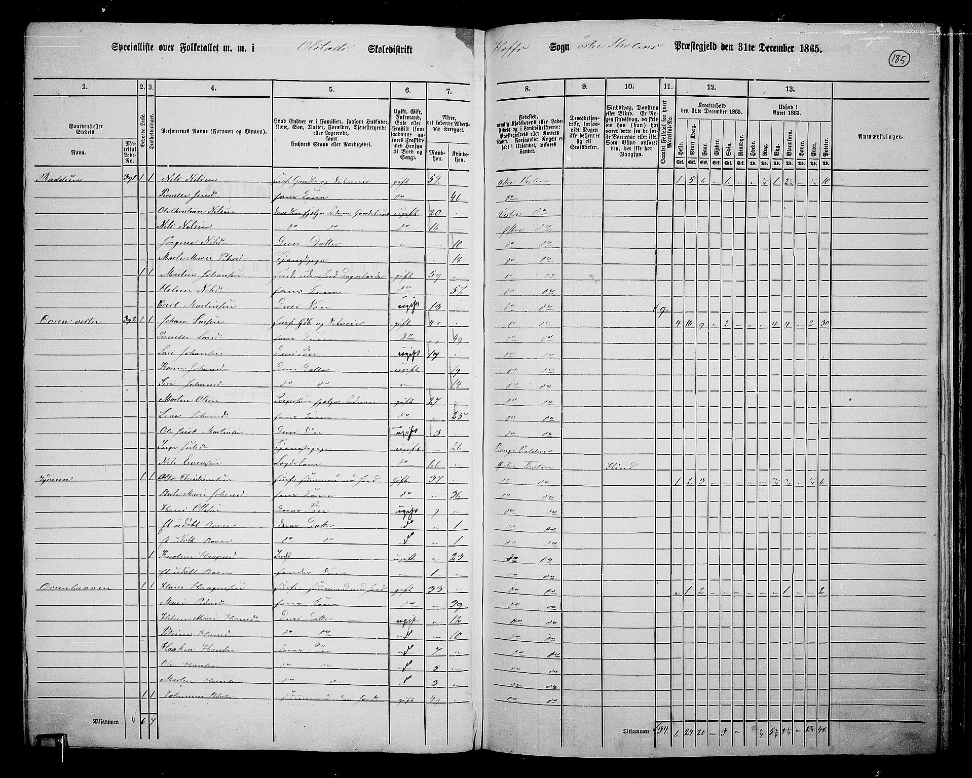 RA, 1865 census for Østre Toten, 1865, p. 297