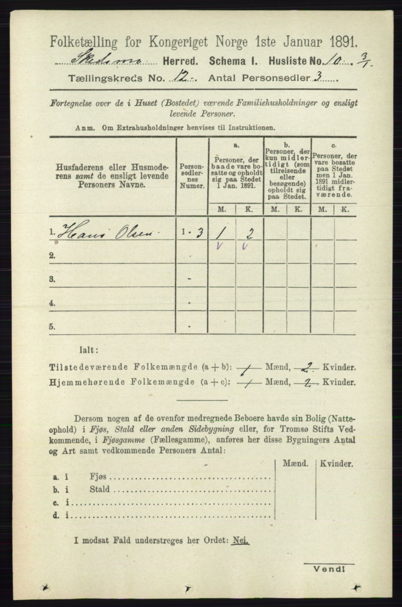 RA, 1891 census for 0231 Skedsmo, 1891, p. 6698