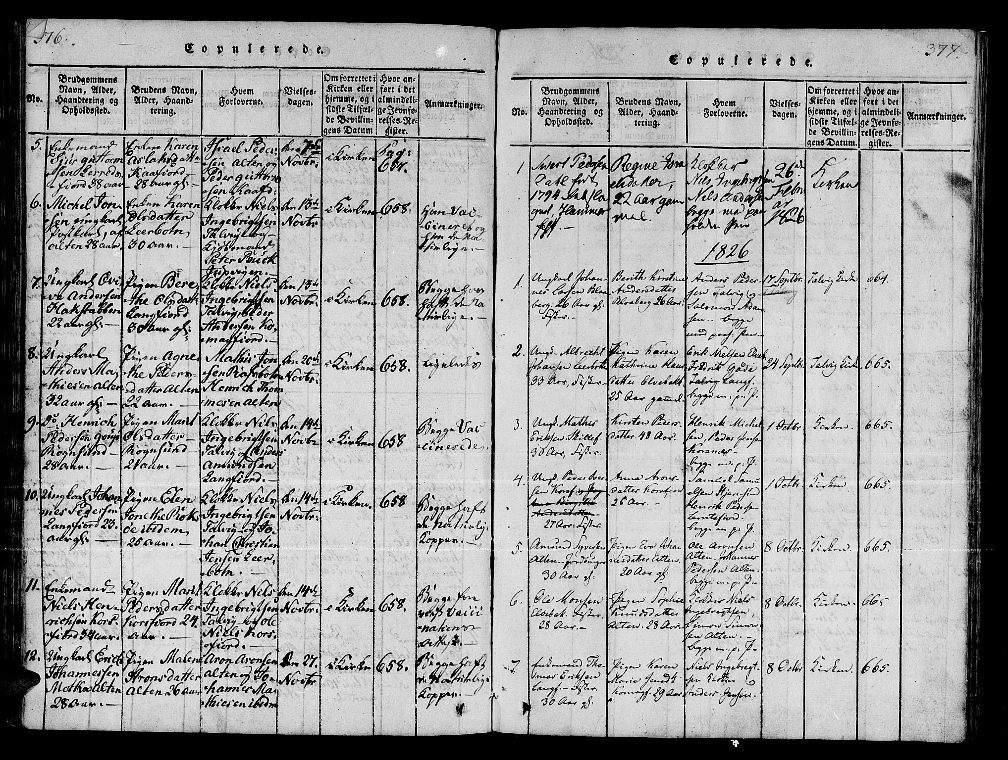 Talvik sokneprestkontor, SATØ/S-1337/H/Ha/L0008kirke: Parish register (official) no. 8, 1821-1837, p. 376-377
